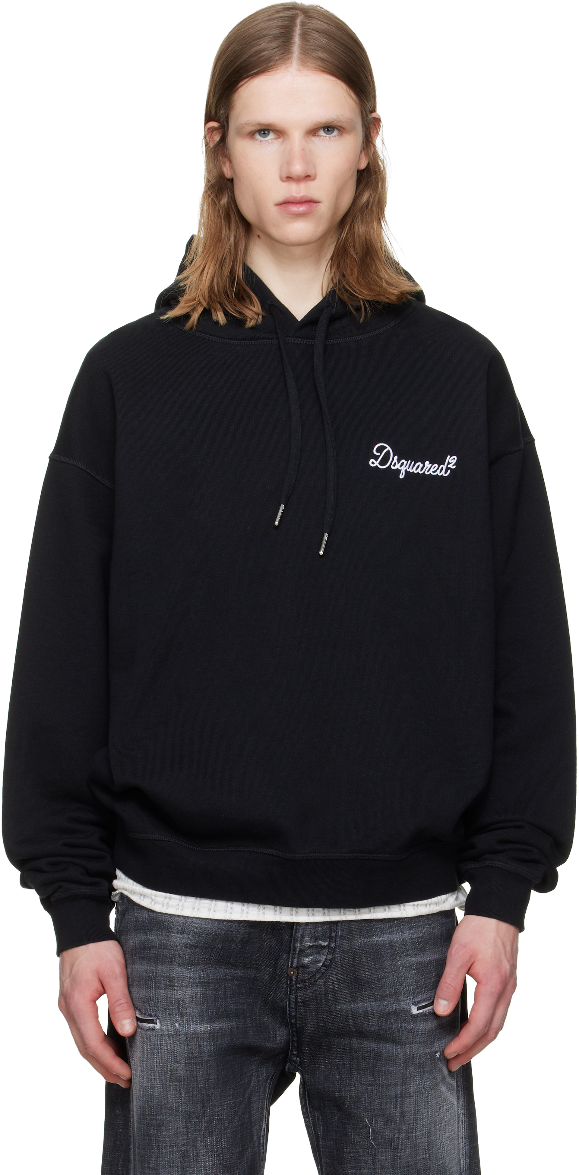 Dsquared2 - Pull à capuche décontracté noir à logo manuscrit