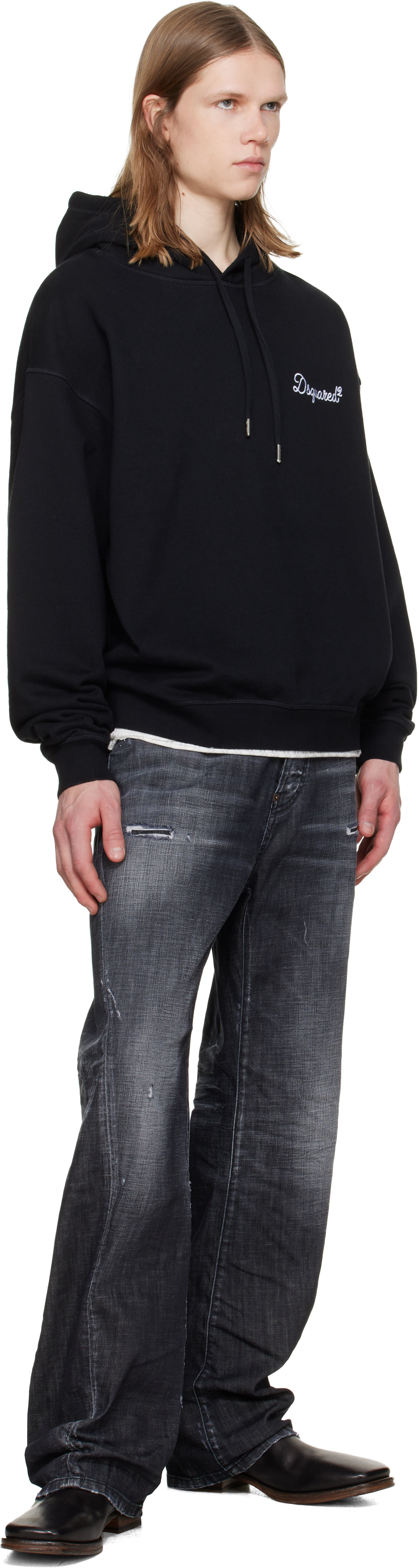 Dsquared2 - Pull à capuche décontracté noir à logo manuscrit