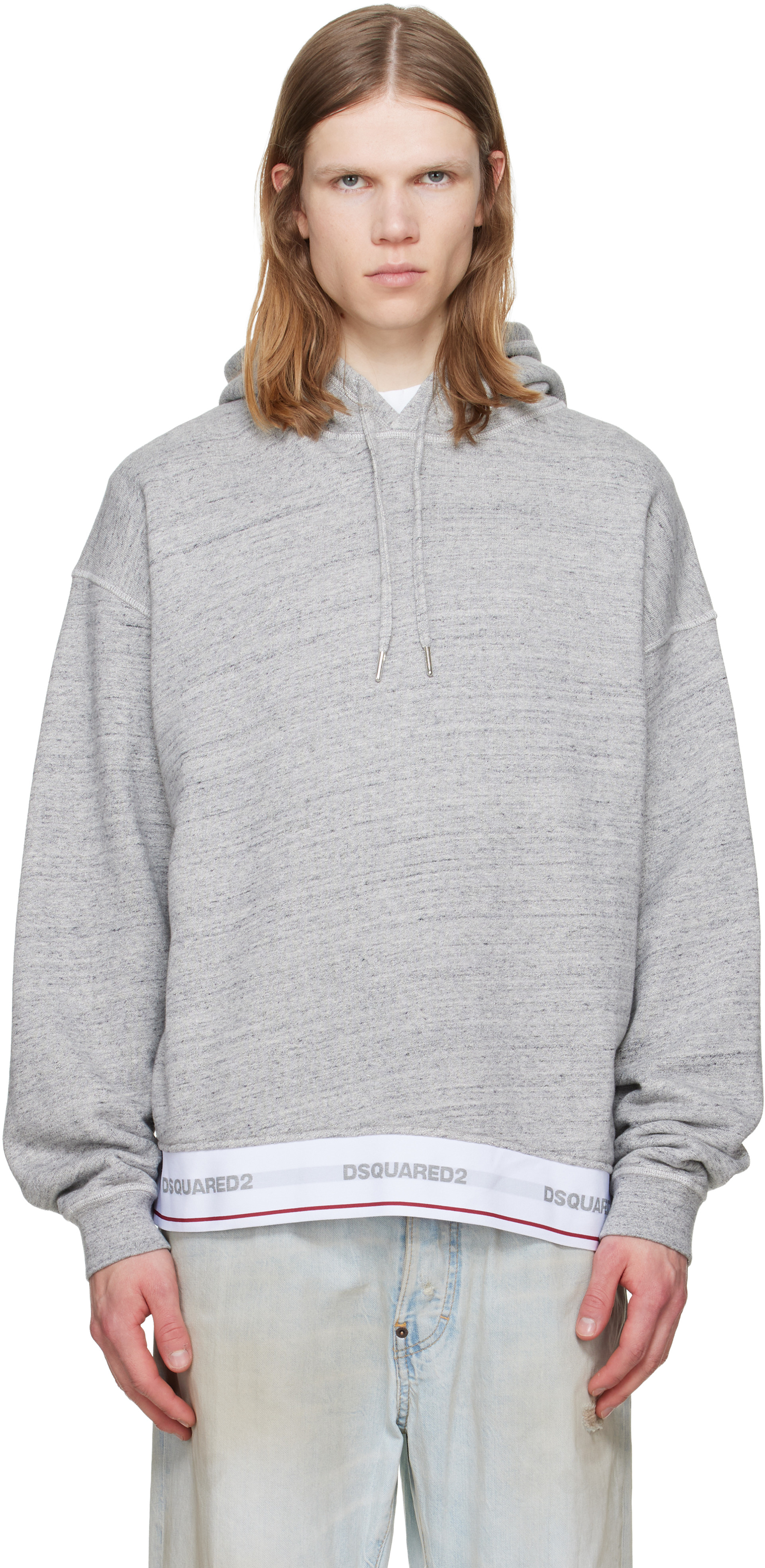DSQUARED2 グレー フーディー Lサイズ Dsquared2: Gray Dsquared2 Tape Relax Fit Hoodie | SSENSE