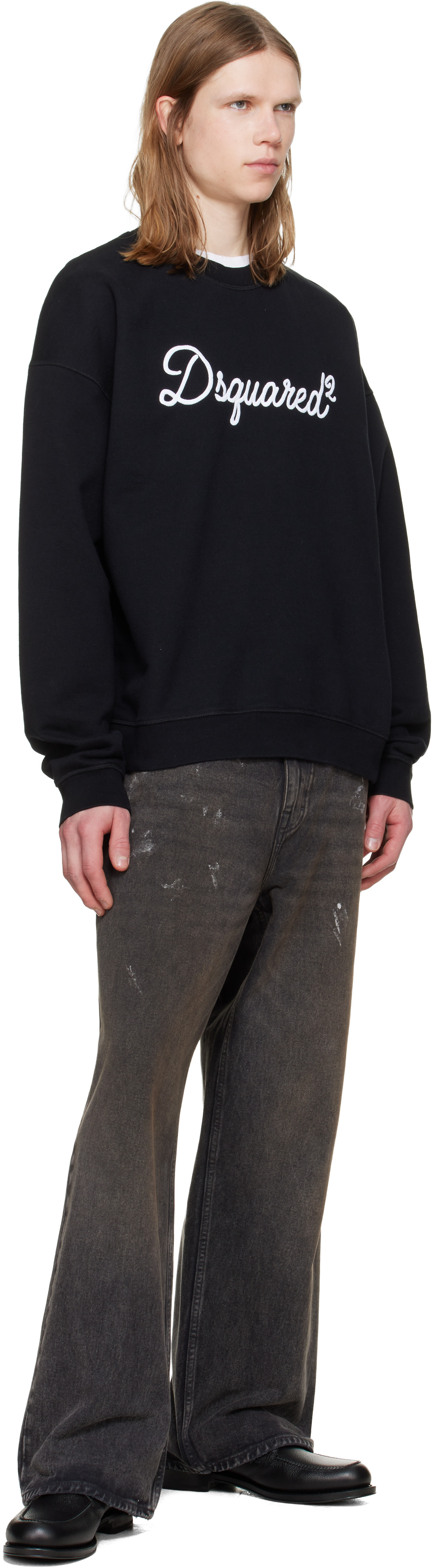 Dsquared2 - Pull à col ras du cou décontracté noir à logo