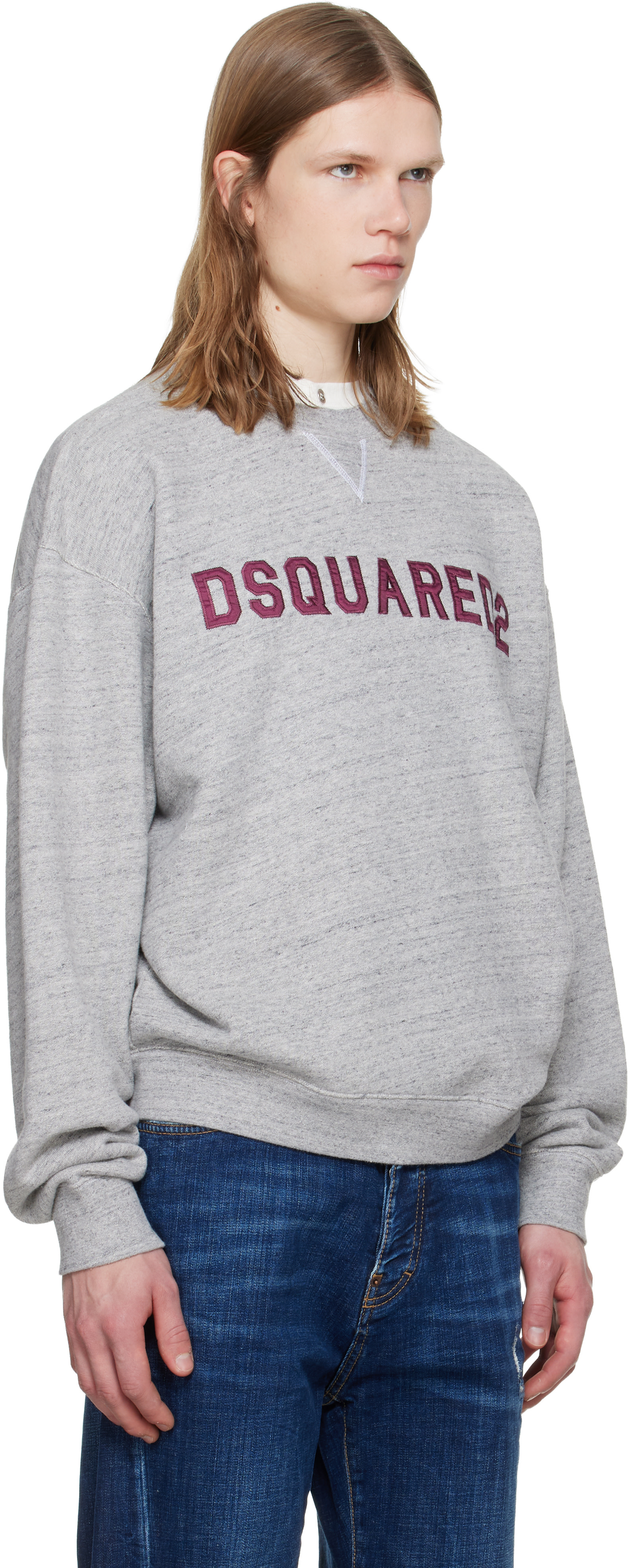 Dsquared2: グレー D2 College Short & Wide クルーネック スウェット 