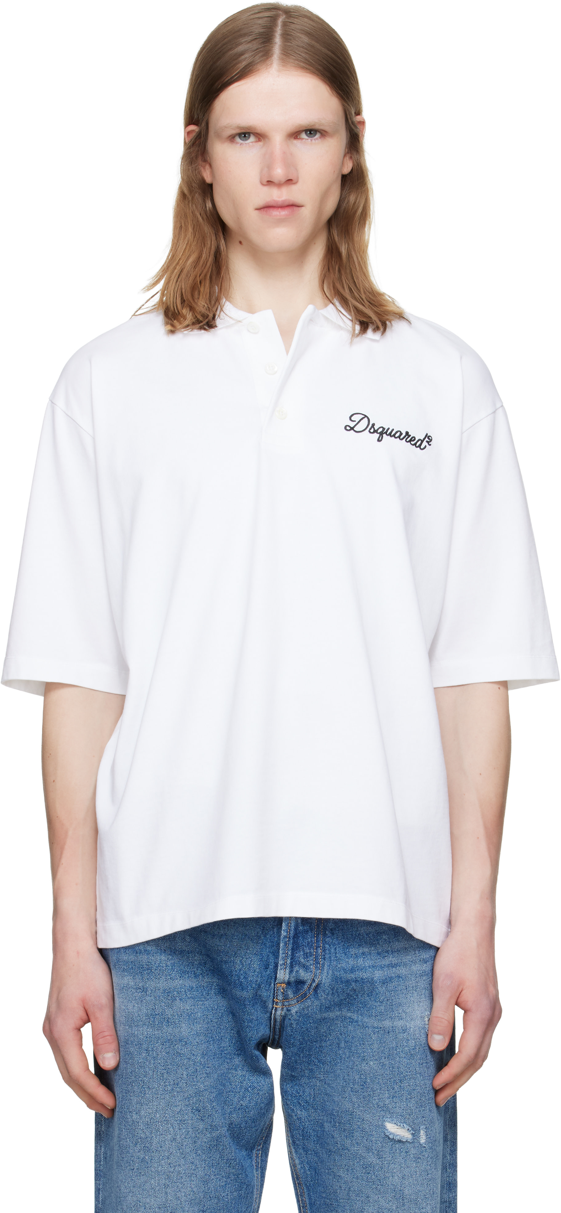 Dsquared2: White 'Dsquared2 Signature' Tennis Fit Polo | SSENSE