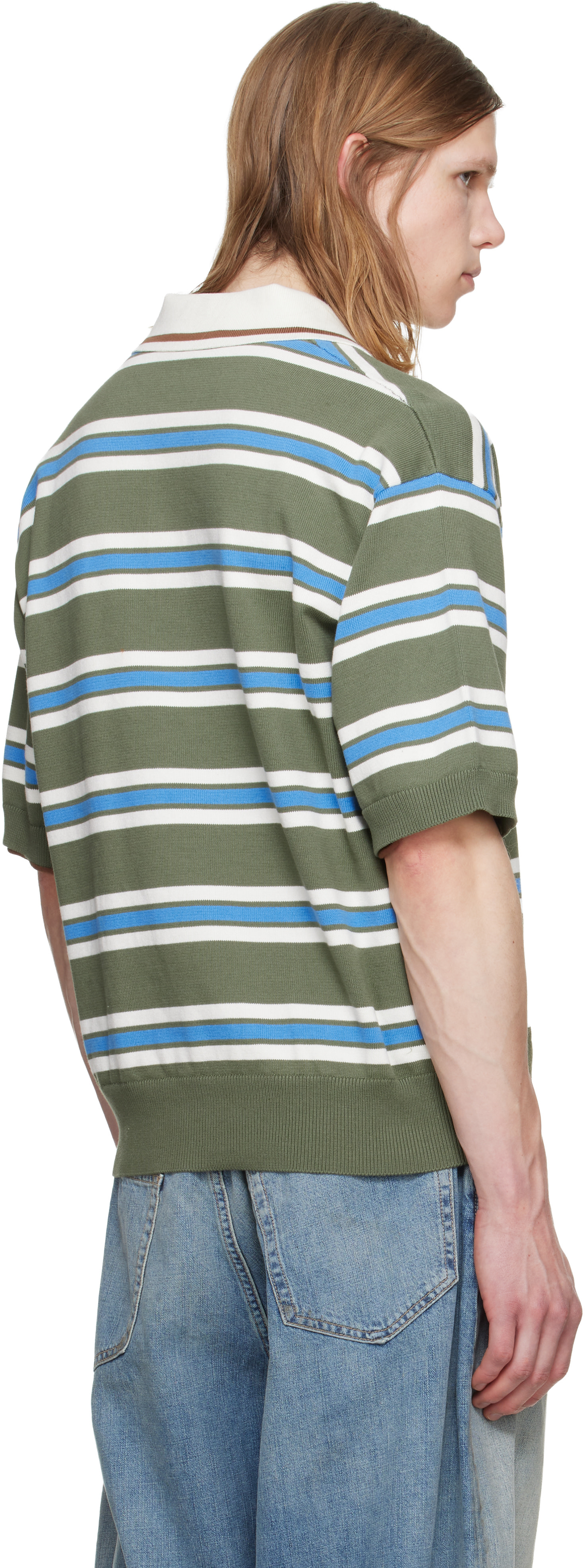 Dsquared2 - Polo vert en tricot à rayures