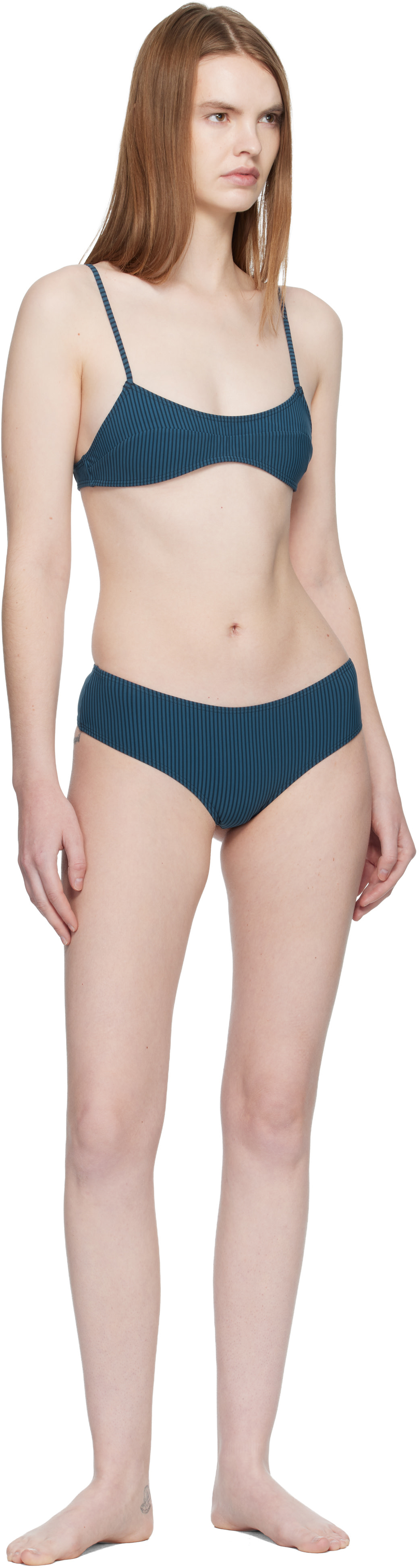 Fruity Booty - Culotte de bikini Bream bleue à rayures