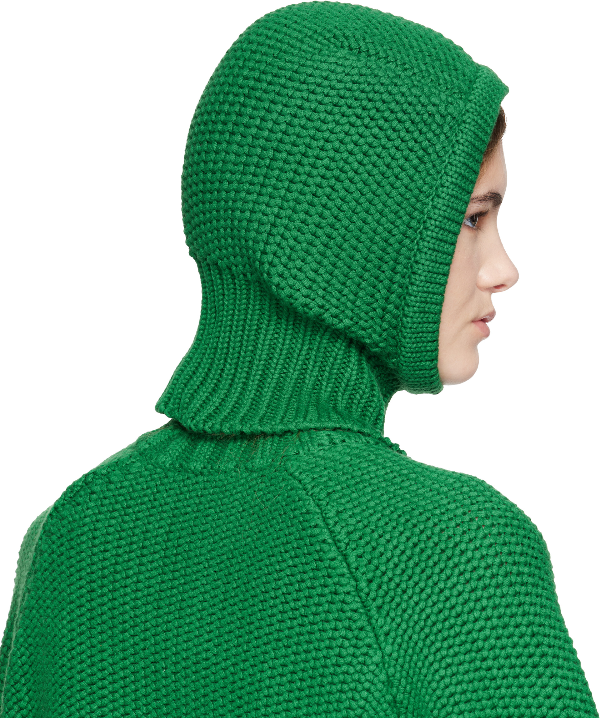 YMC - Passe-montagne vert en coton