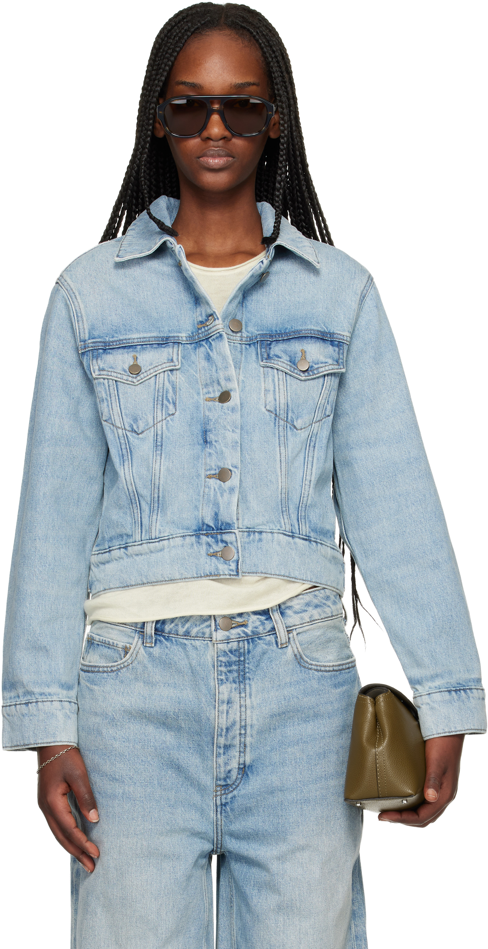 Fear of God ESSENTIALS - Blouson camionneur bleu en denim
