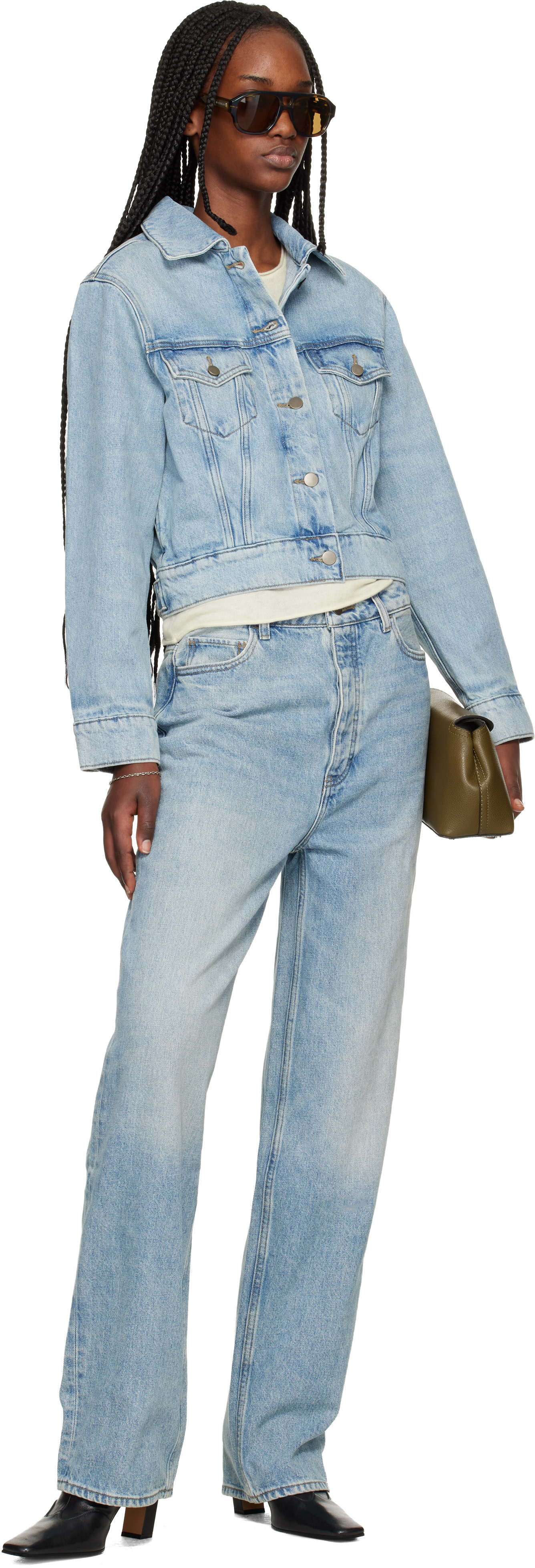 Fear of God ESSENTIALS - Blouson camionneur bleu en denim