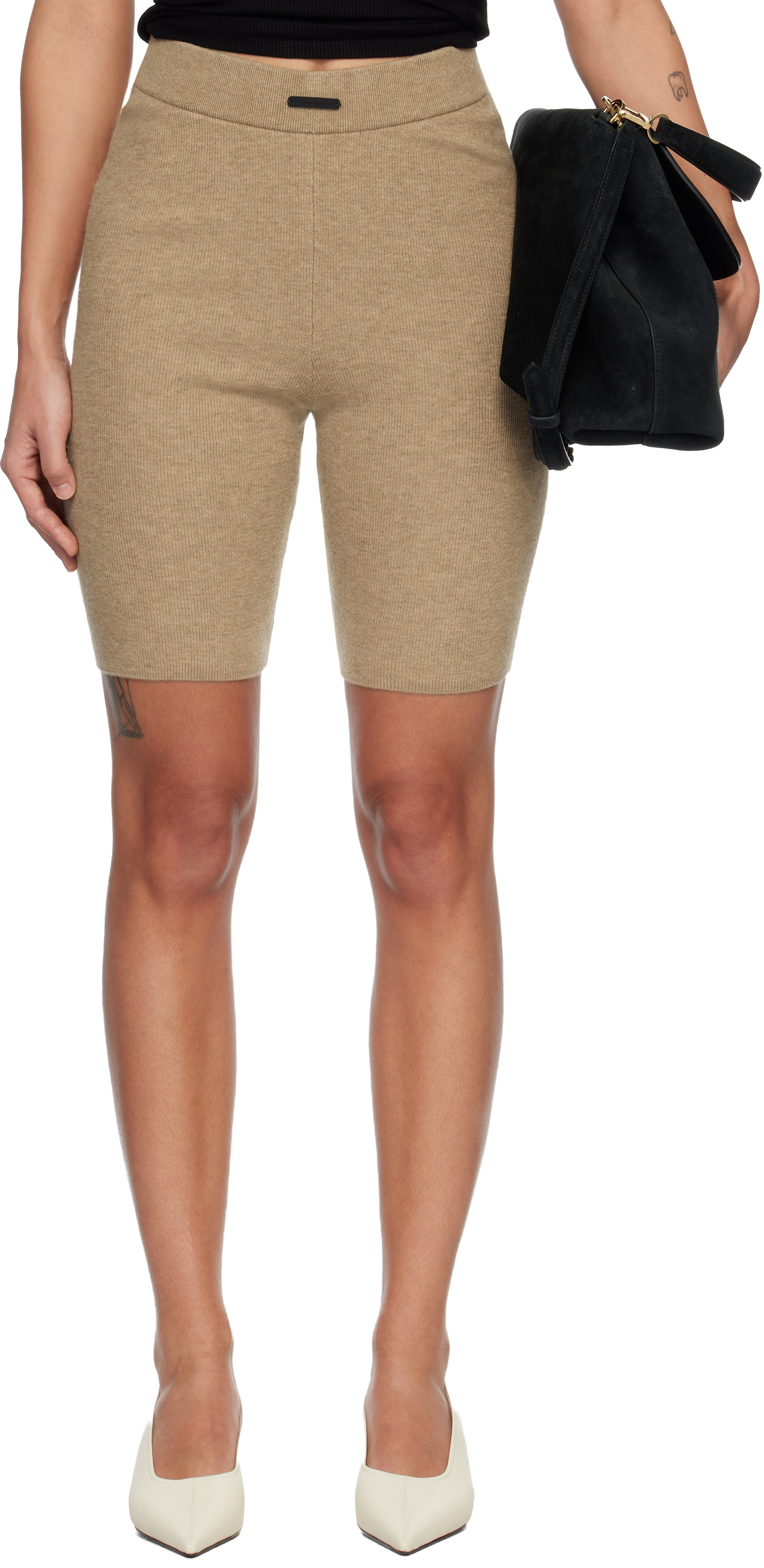 Fear of God ESSENTIALS - Short beige en tricot côtelé