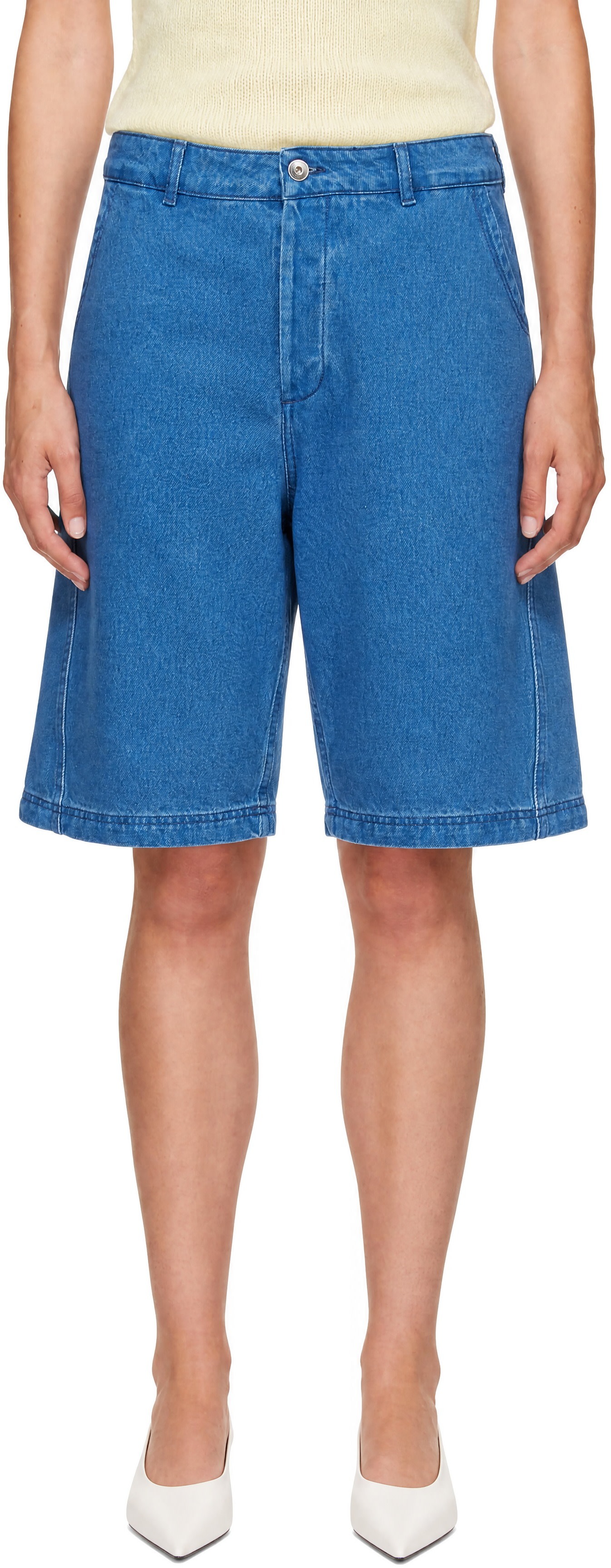 YMC - Blue Twisted Denim Shorts