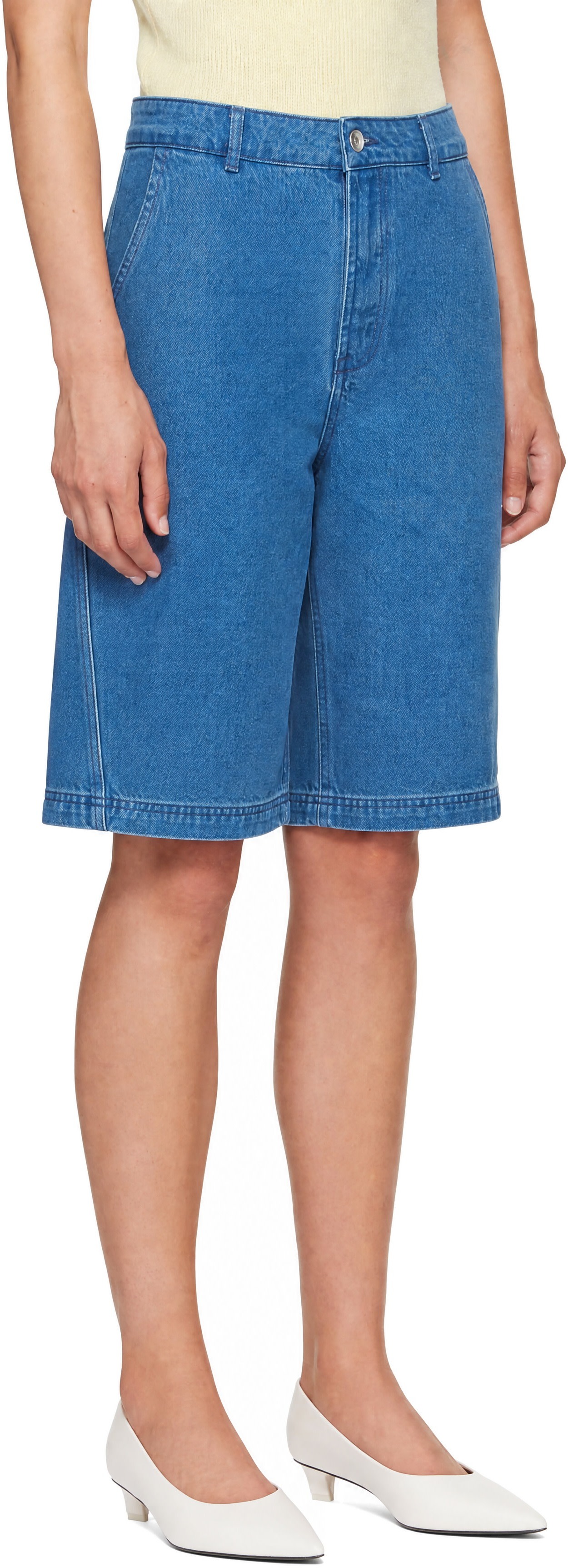 YMC - Blue Twisted Denim Shorts