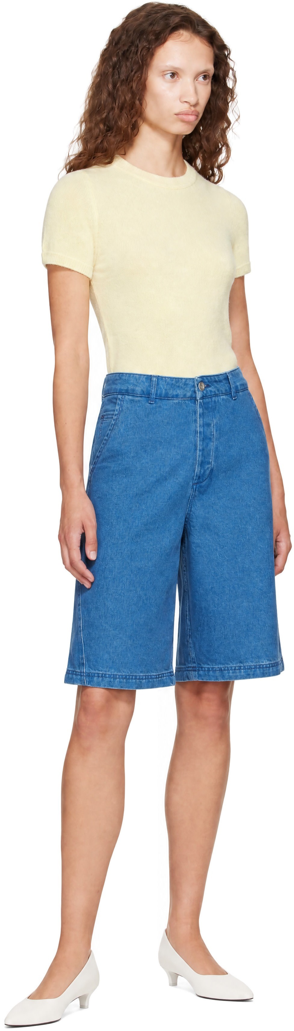 YMC - Blue Twisted Denim Shorts