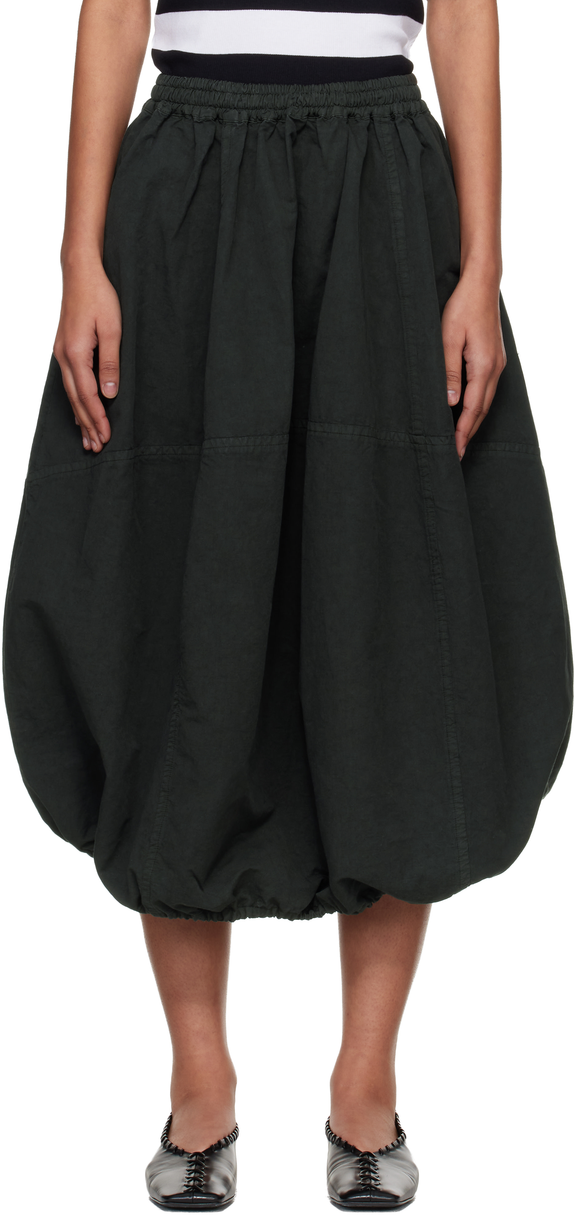 YMC - Jupe midi parachute kaki