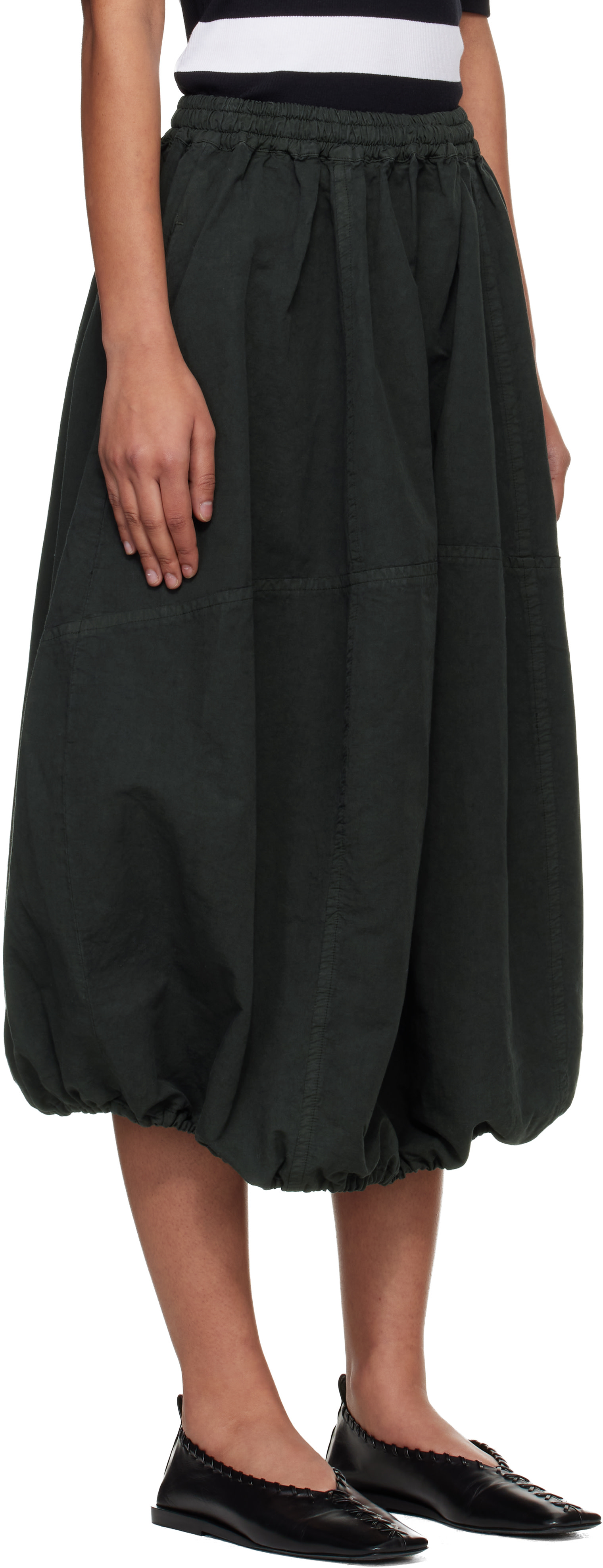 YMC - Jupe midi parachute kaki