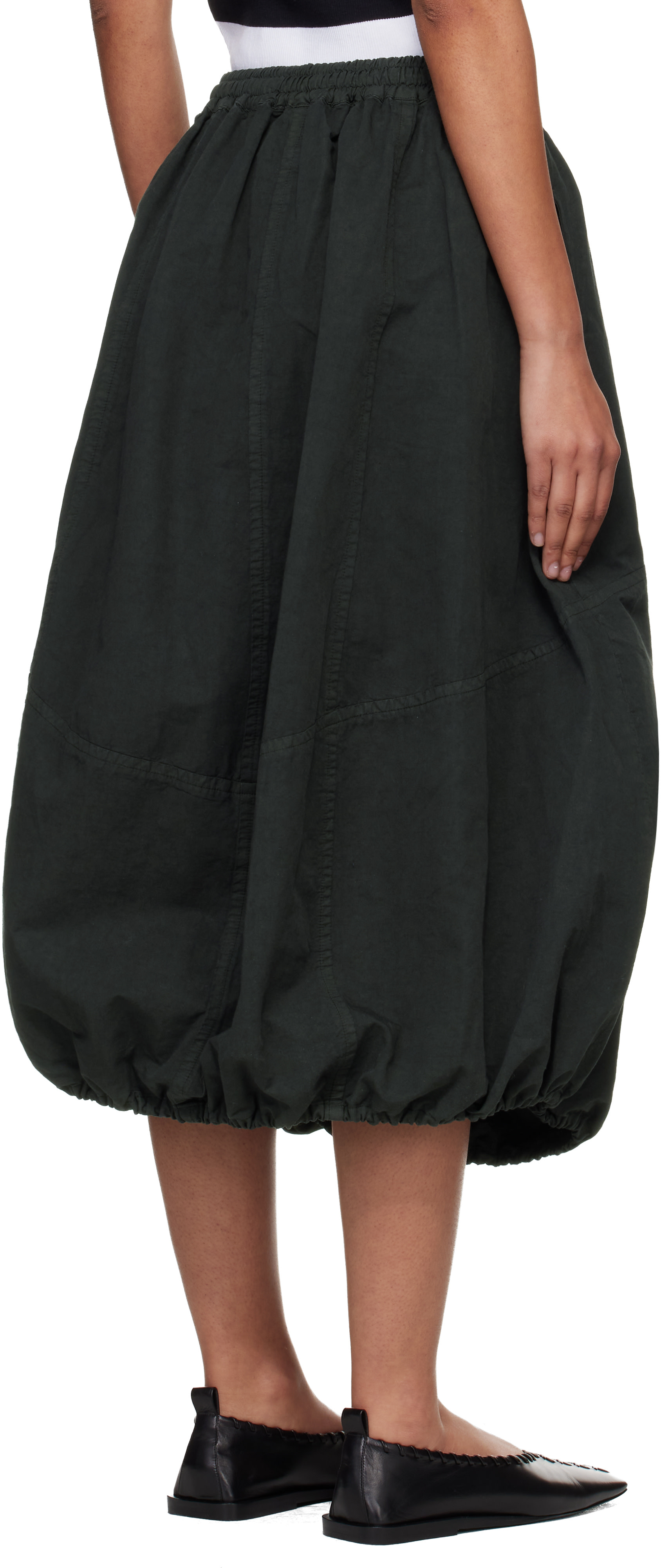 YMC - Jupe midi parachute kaki