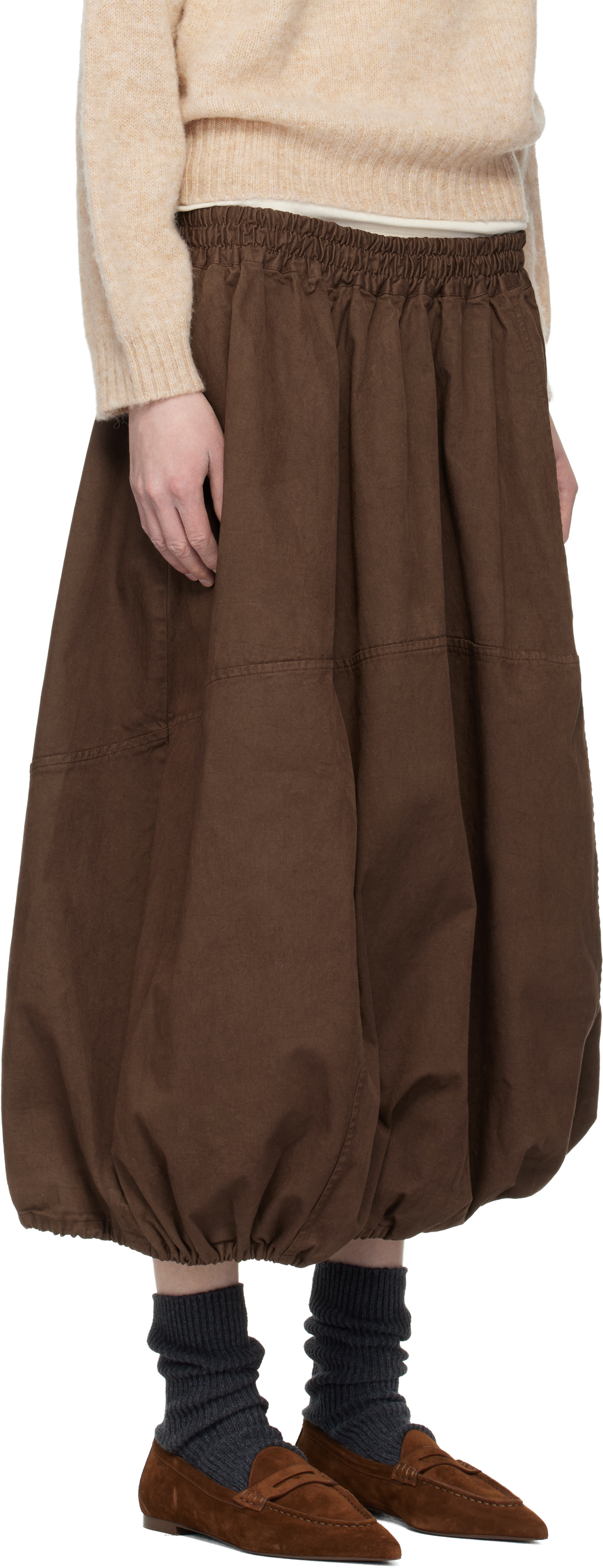 YMC - Jupe parachute longue brune