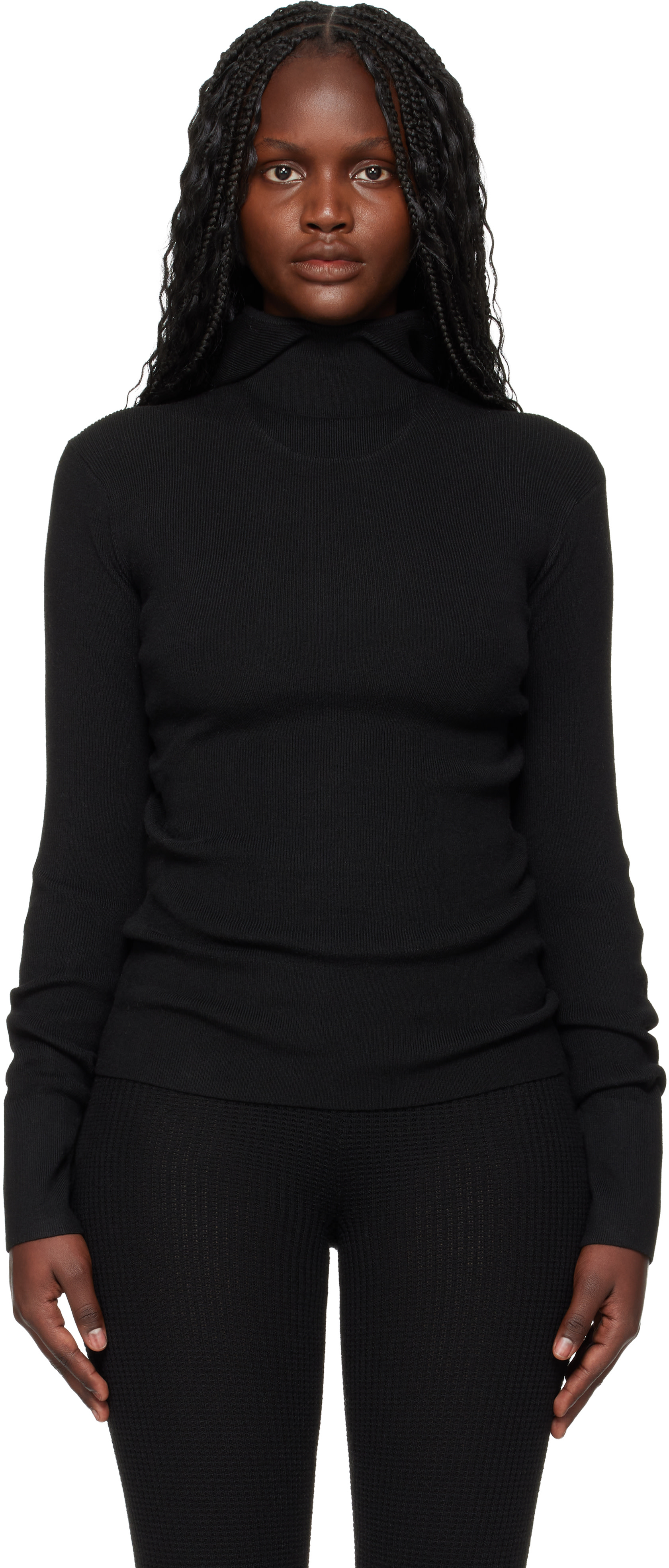 Fear of God ESSENTIALS - Pull à capuche noir en tricot côtelé - Holiday