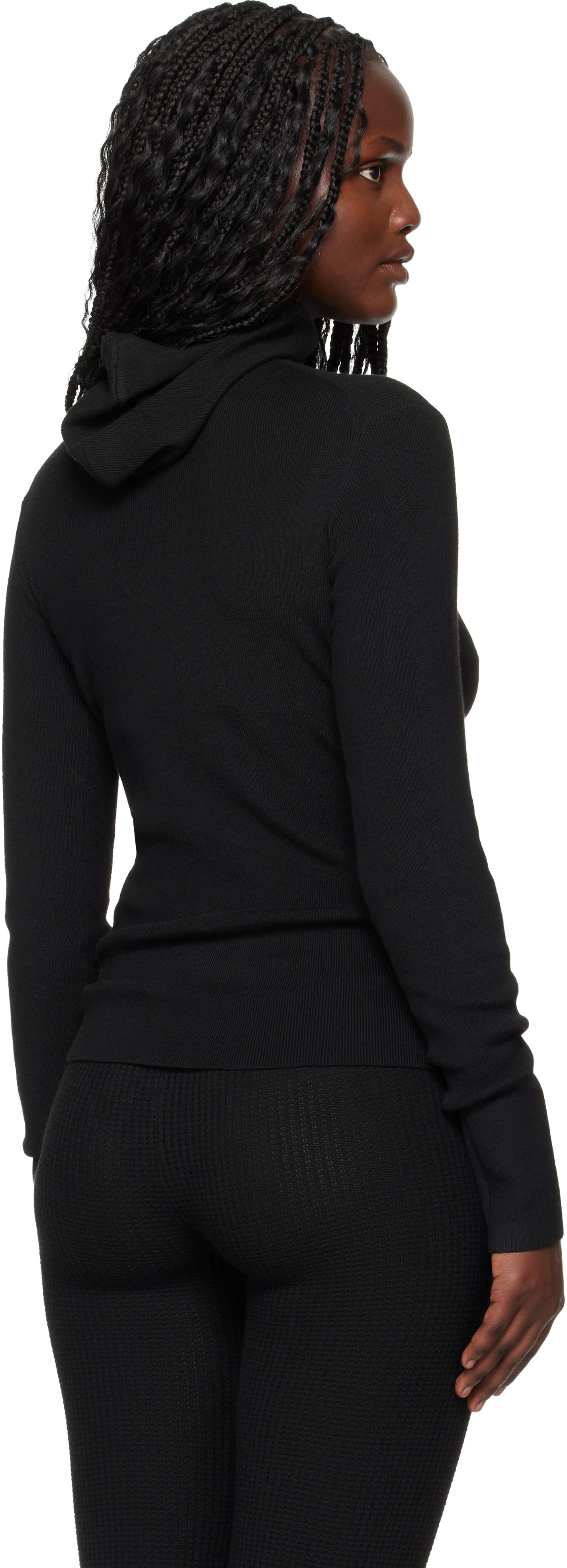 Fear of God ESSENTIALS - Pull à capuche noir en tricot côtelé - Holiday