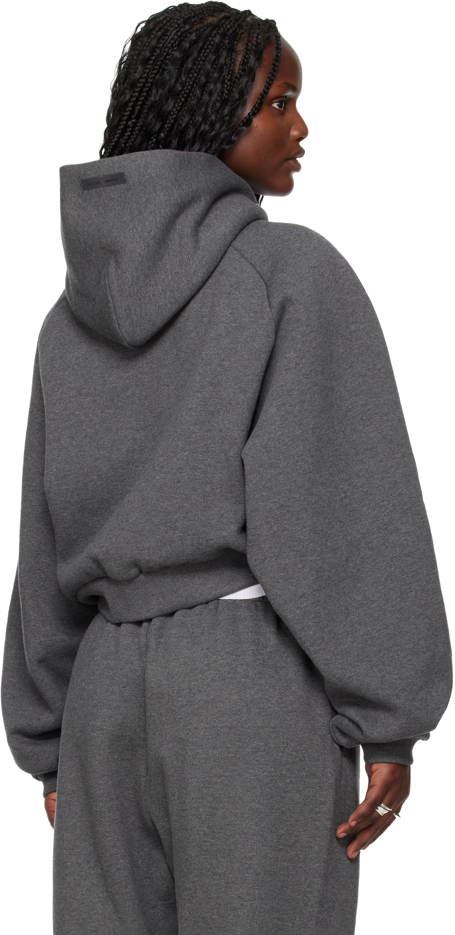 Fear of God ESSENTIALS - Pull à capuche 90s gris à logo gaufré et à manches raglan - Holiday
