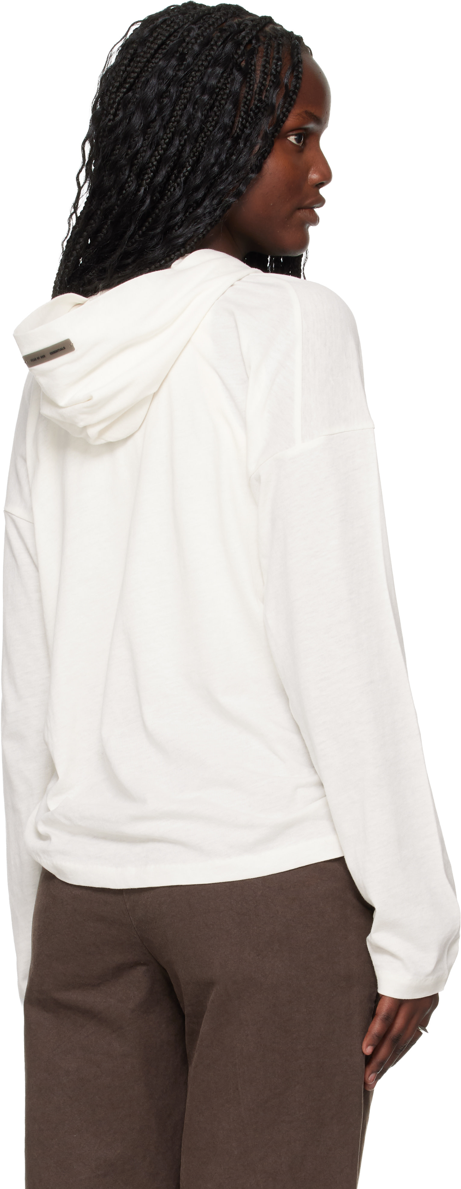 Fear of God ESSENTIALS - Pull à capuche blanc cassé à logo brodé et à coupe classique - Holiday