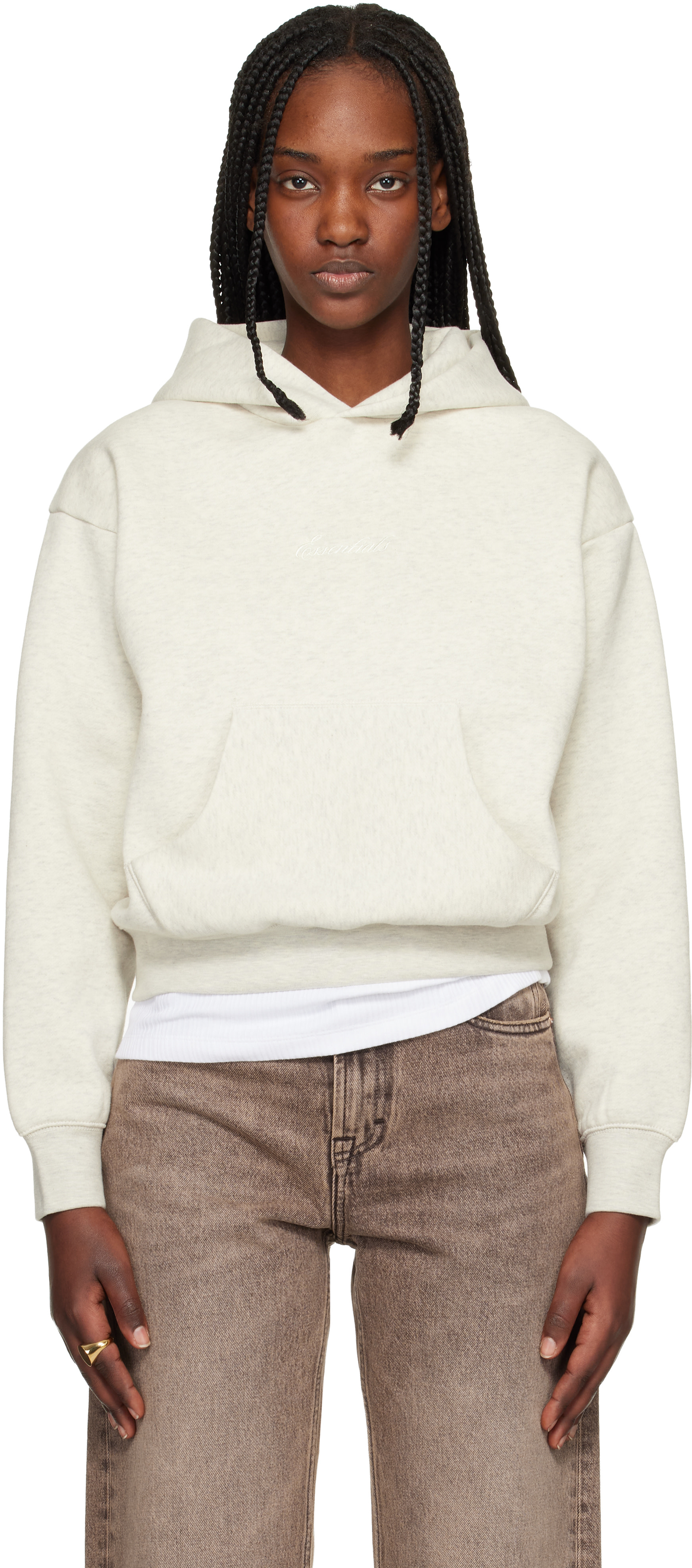 Fear of God ESSENTIALS - Pull à capuche gris à coupe classique