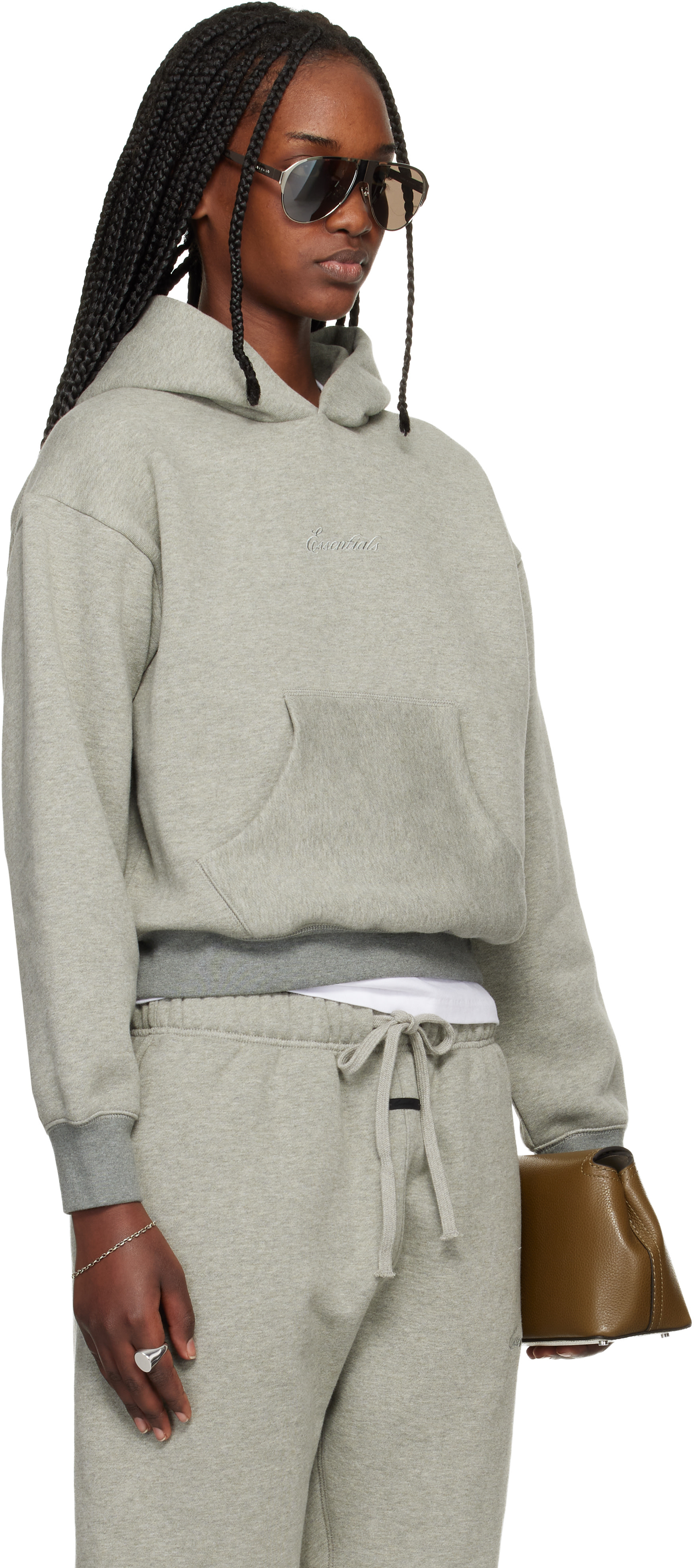 Fear of God ESSENTIALS - Pull à capuche gris à coupe classique