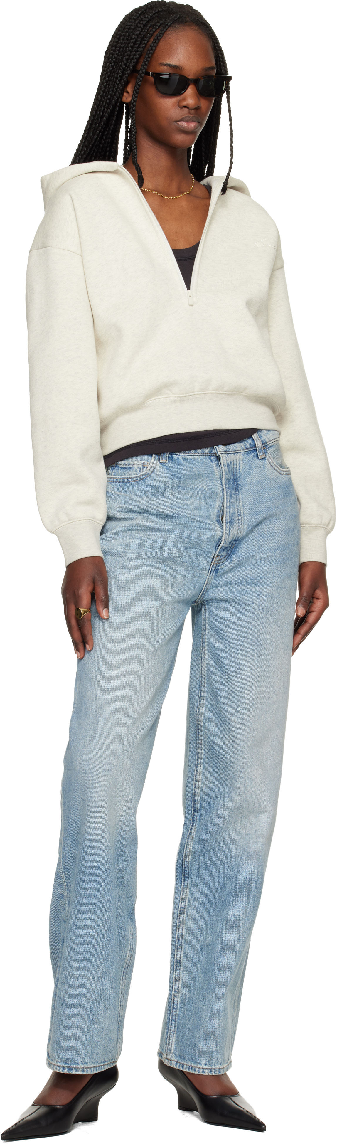 Fear of God ESSENTIALS - Pull à capuche gris à demi-glissière