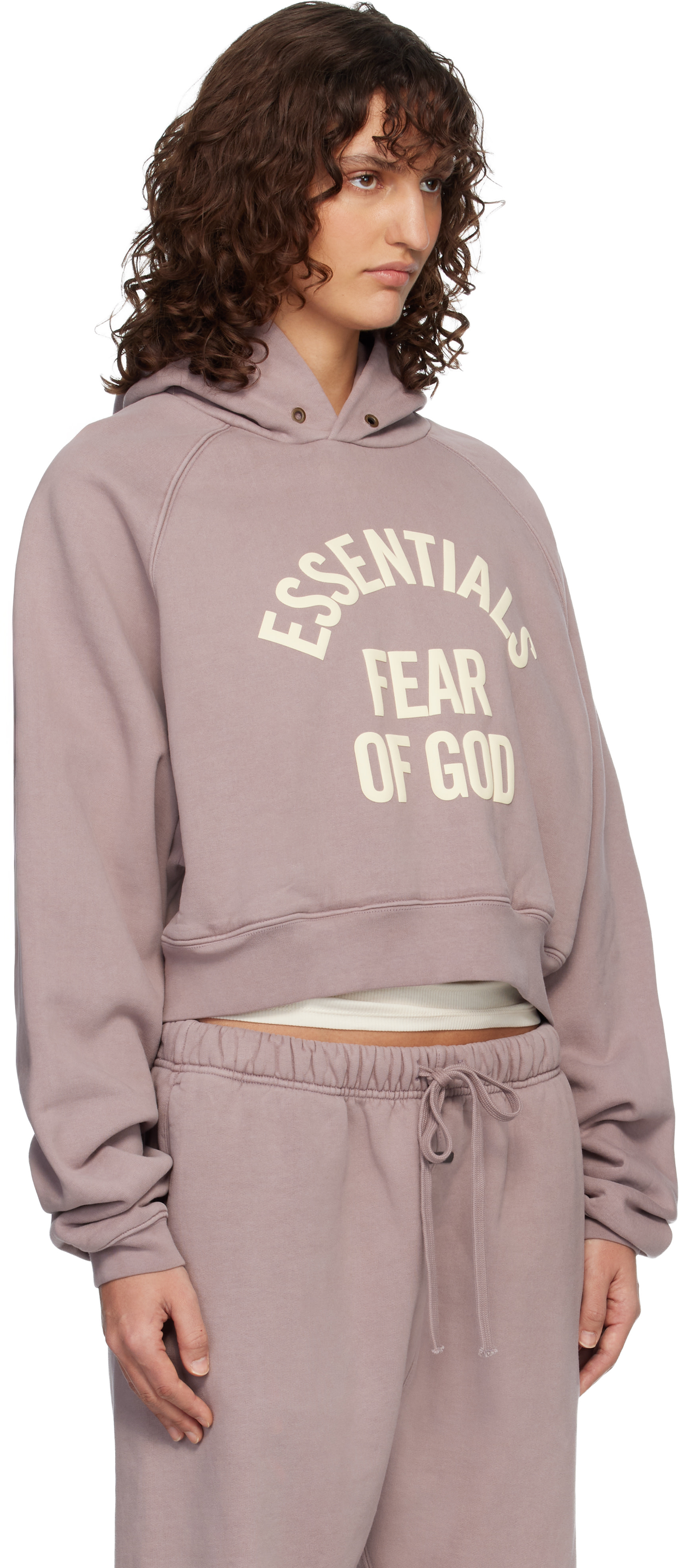 Fear of God ESSENTIALS: Purple Campus 90's Cropped Raglan Hoodie