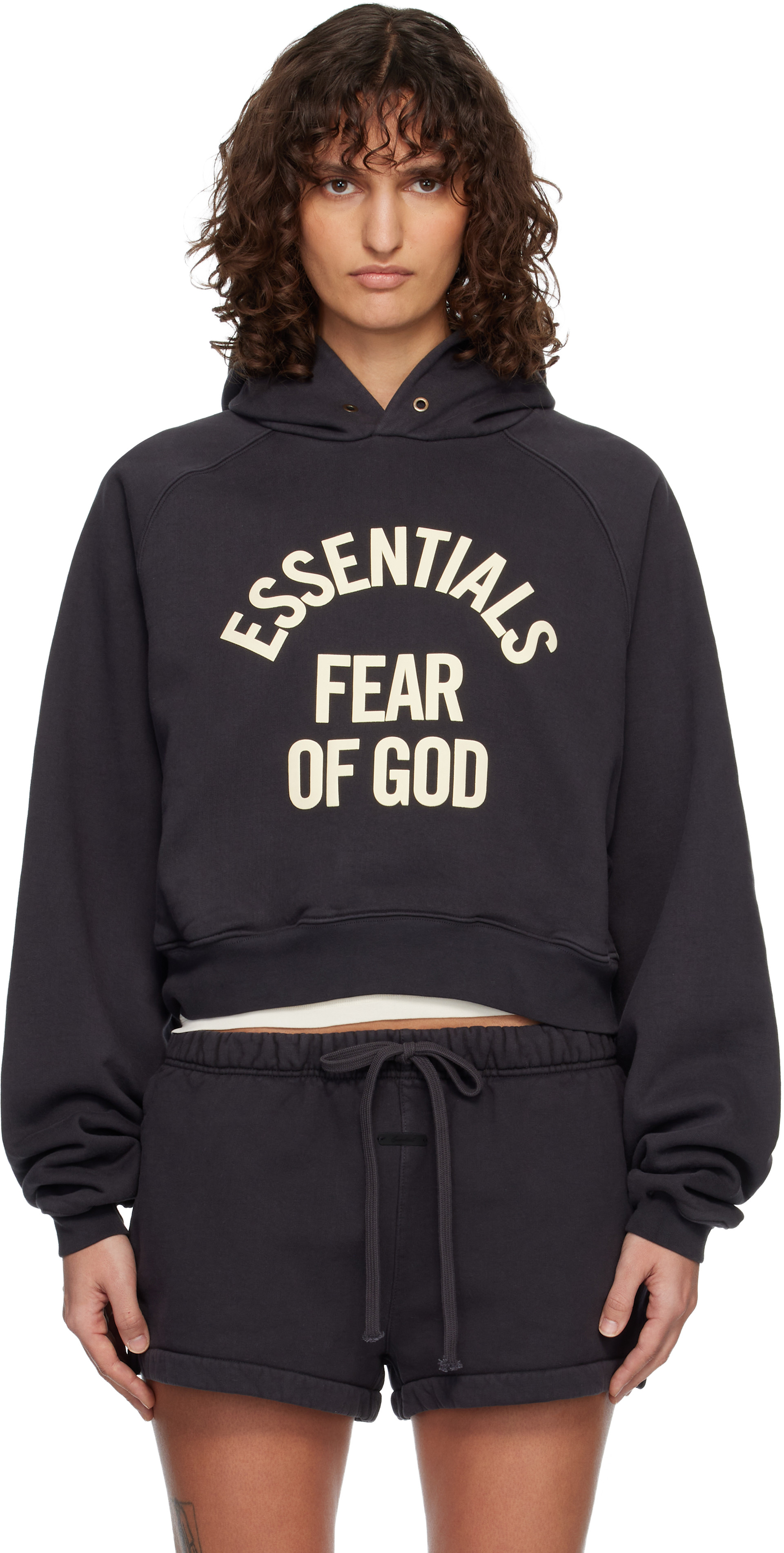 Black Campus 90's Cropped Raglan Hoodie