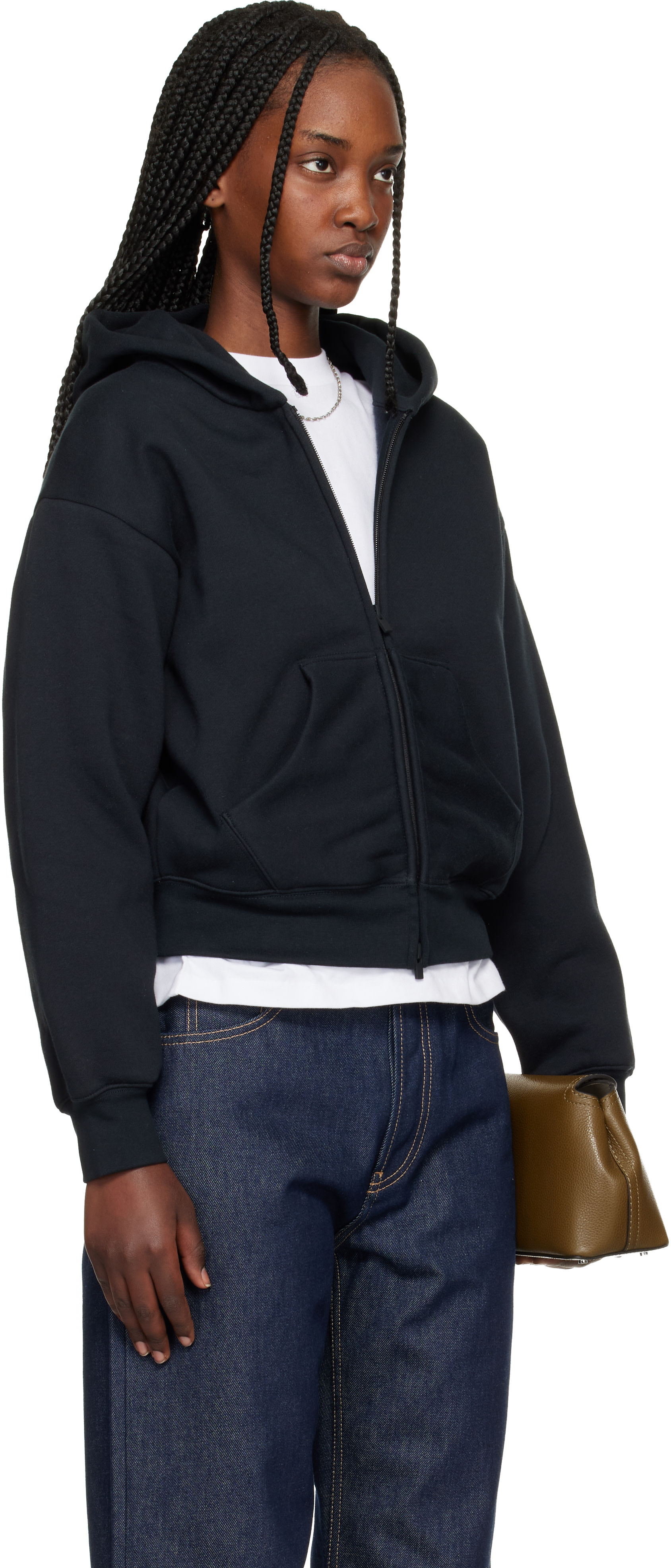 Fear of God ESSENTIALS - Pull à capuche noir à coupe classique et à glissière