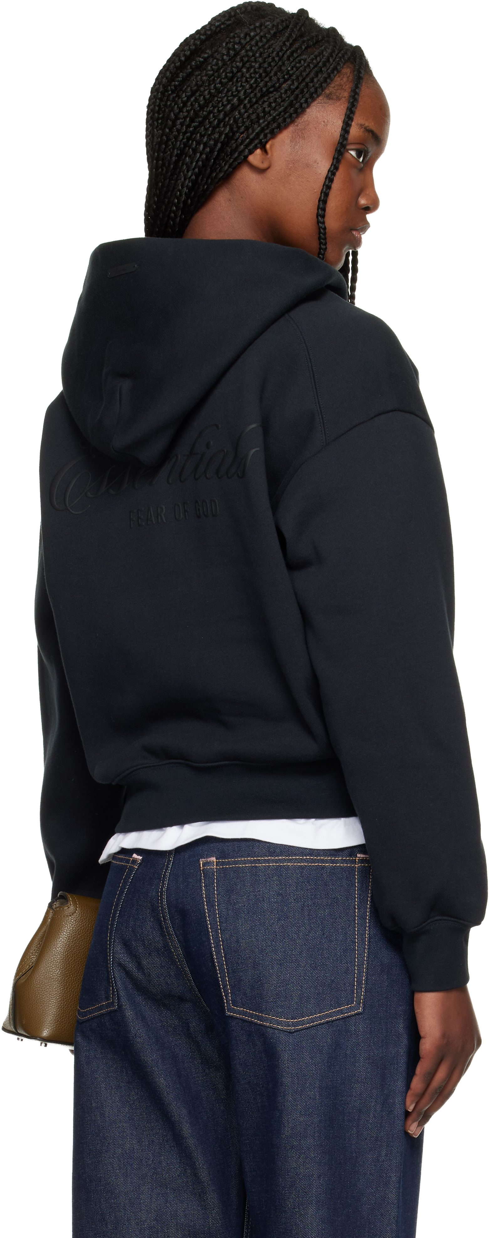 Fear of God ESSENTIALS - Pull à capuche noir à coupe classique et à glissière