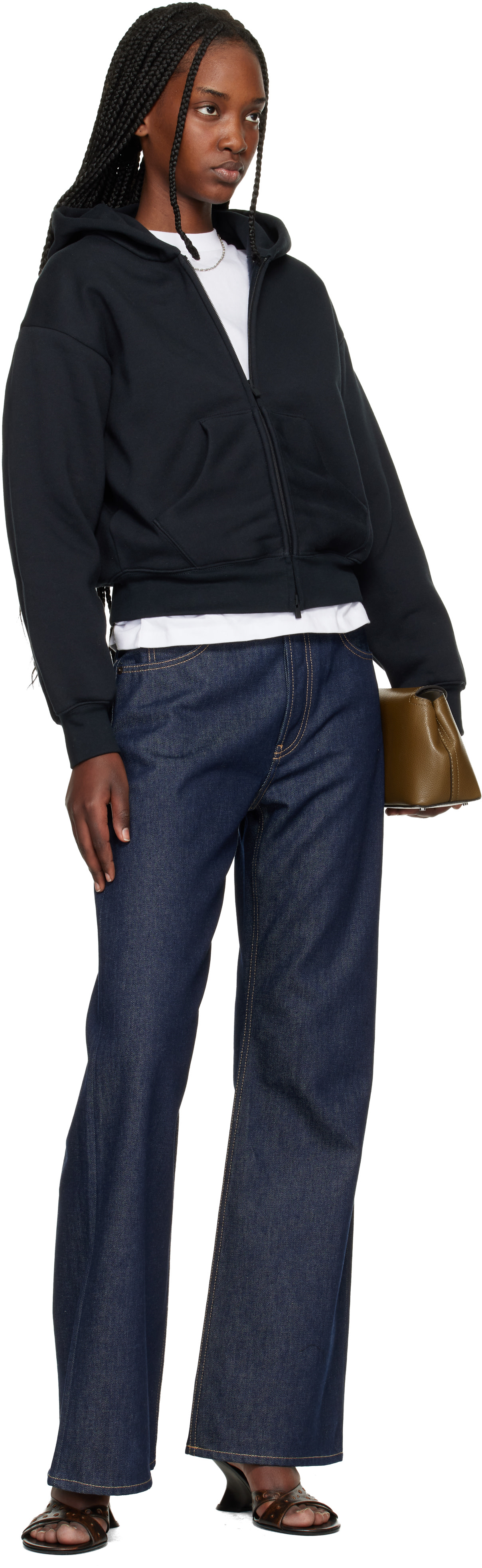 Fear of God ESSENTIALS - Pull à capuche noir à coupe classique et à glissière