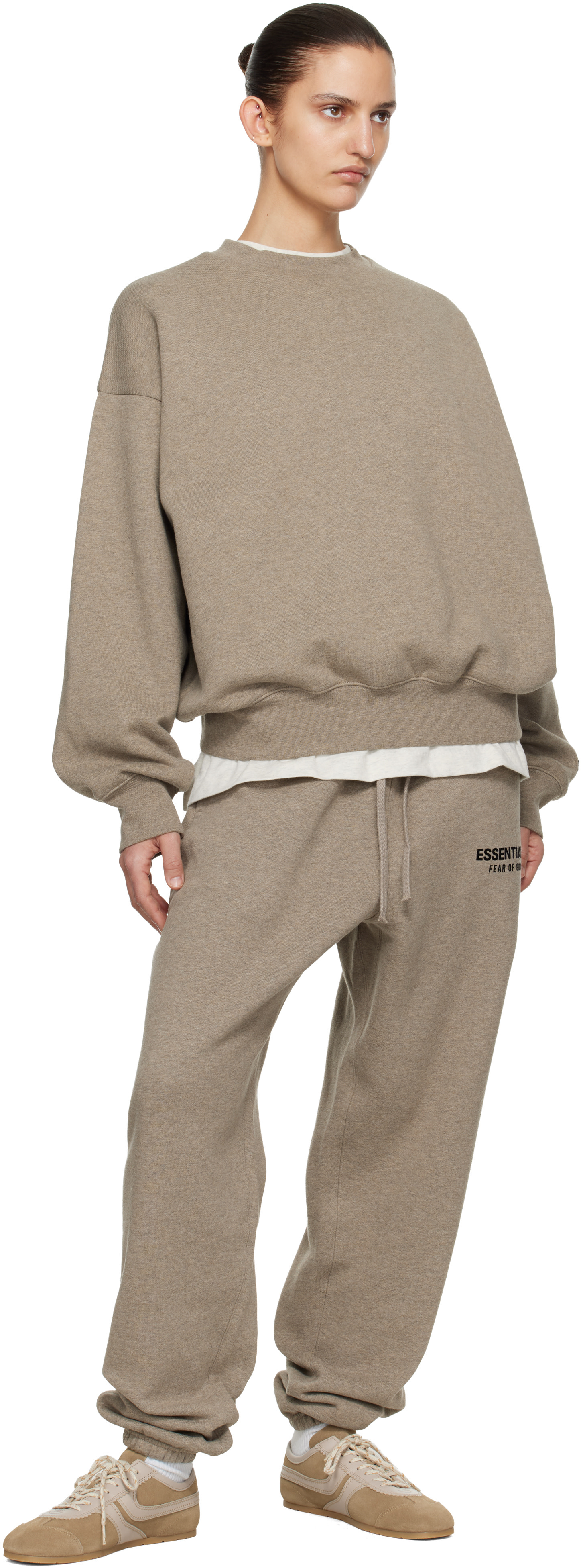 Fear of God ESSENTIALS - 베이지 클래식 크루넥 스웨트셔츠