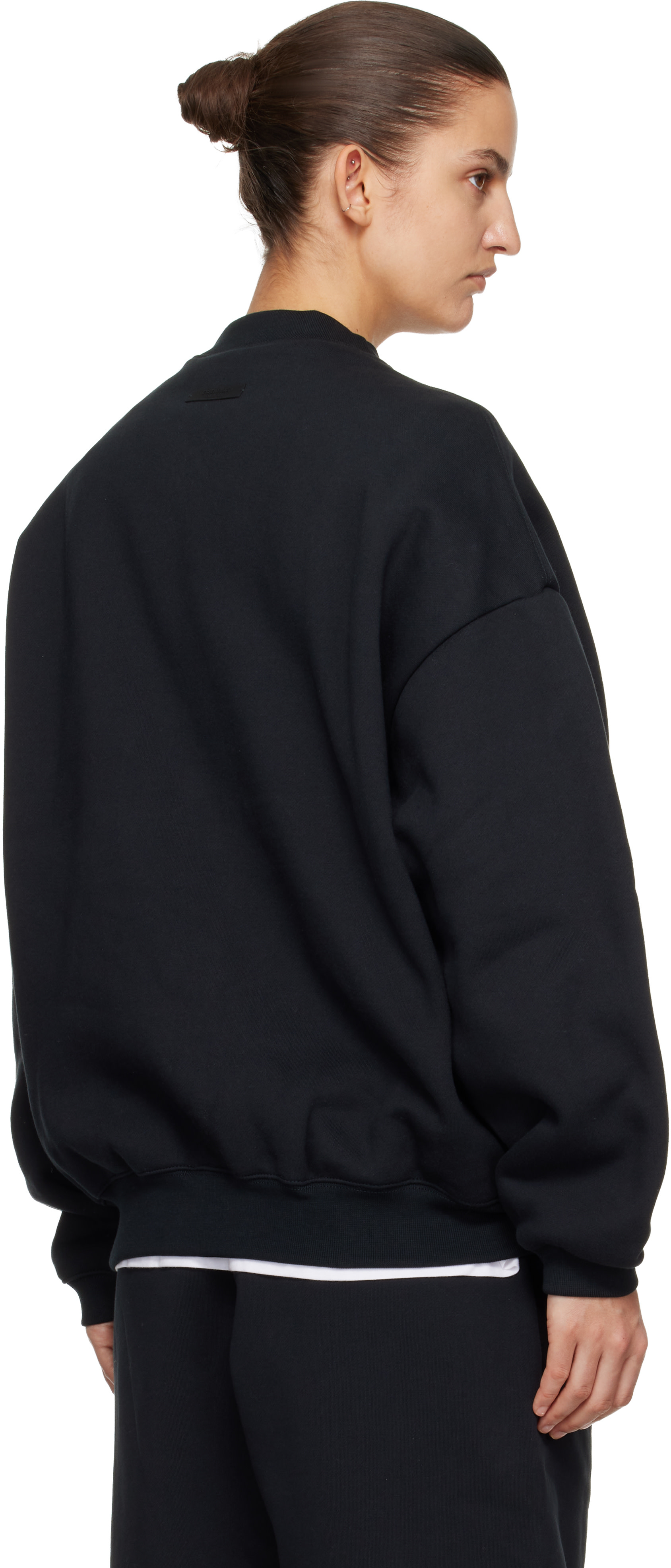 Fear of God ESSENTIALS - Pull molletonné noir à logo de style collégial et à col ras du cou
