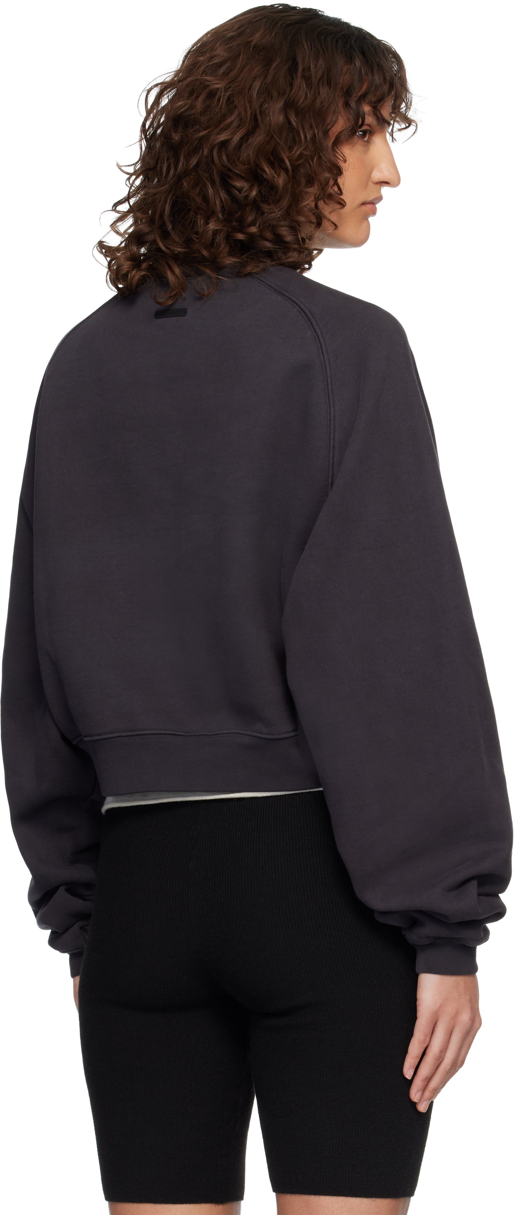Fear of God ESSENTIALS - 블랙 캠퍼스 90's 크롭 래글런 스웨트셔츠