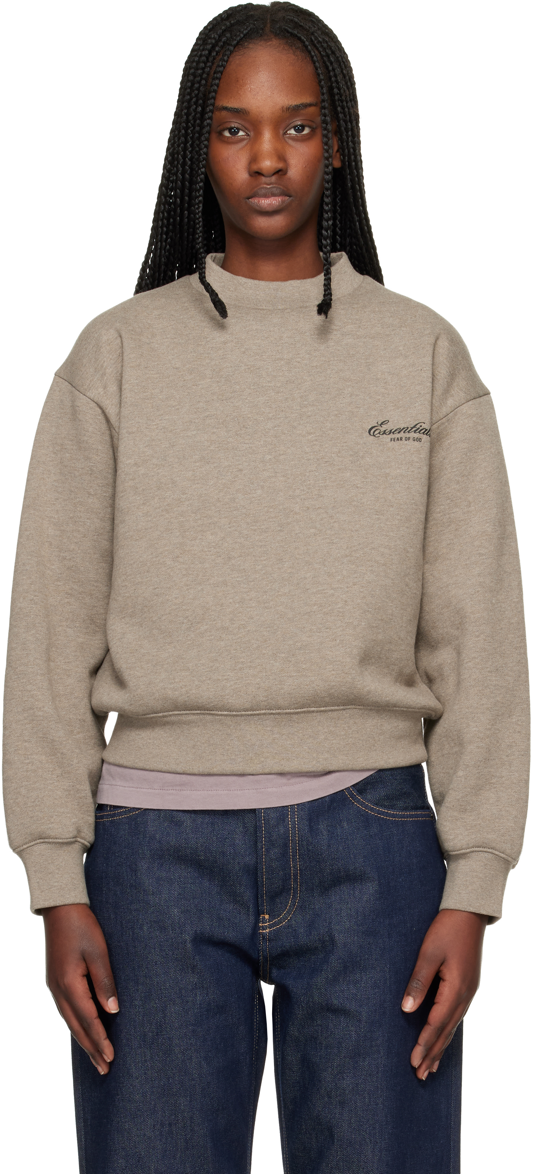 Fear of God ESSENTIALS - 브라운 클래식 크루넥 스웨트셔츠