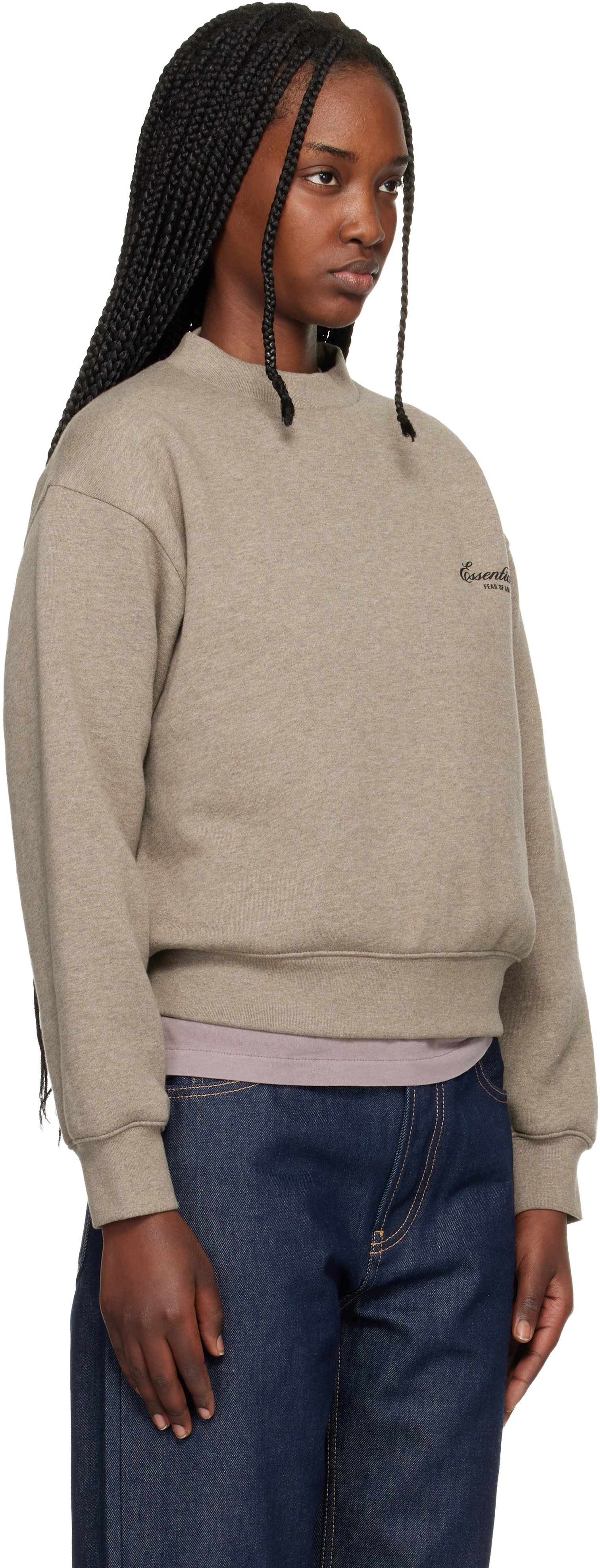 Fear of God ESSENTIALS - 브라운 클래식 크루넥 스웨트셔츠