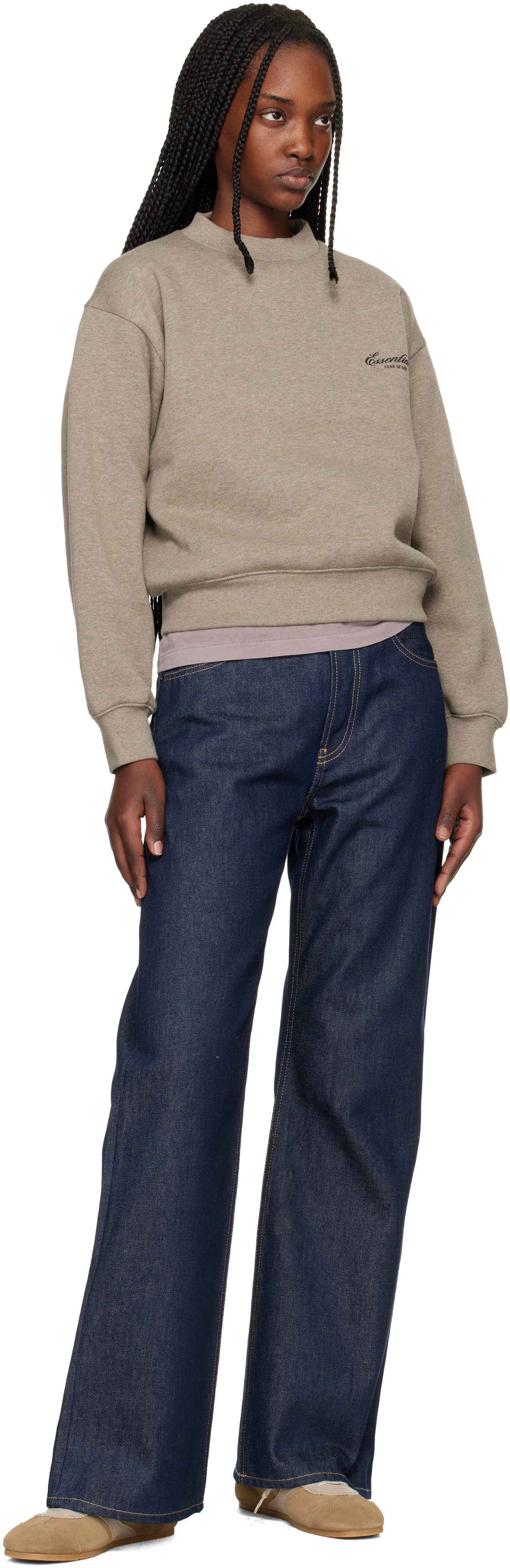 Fear of God ESSENTIALS - 브라운 클래식 크루넥 스웨트셔츠