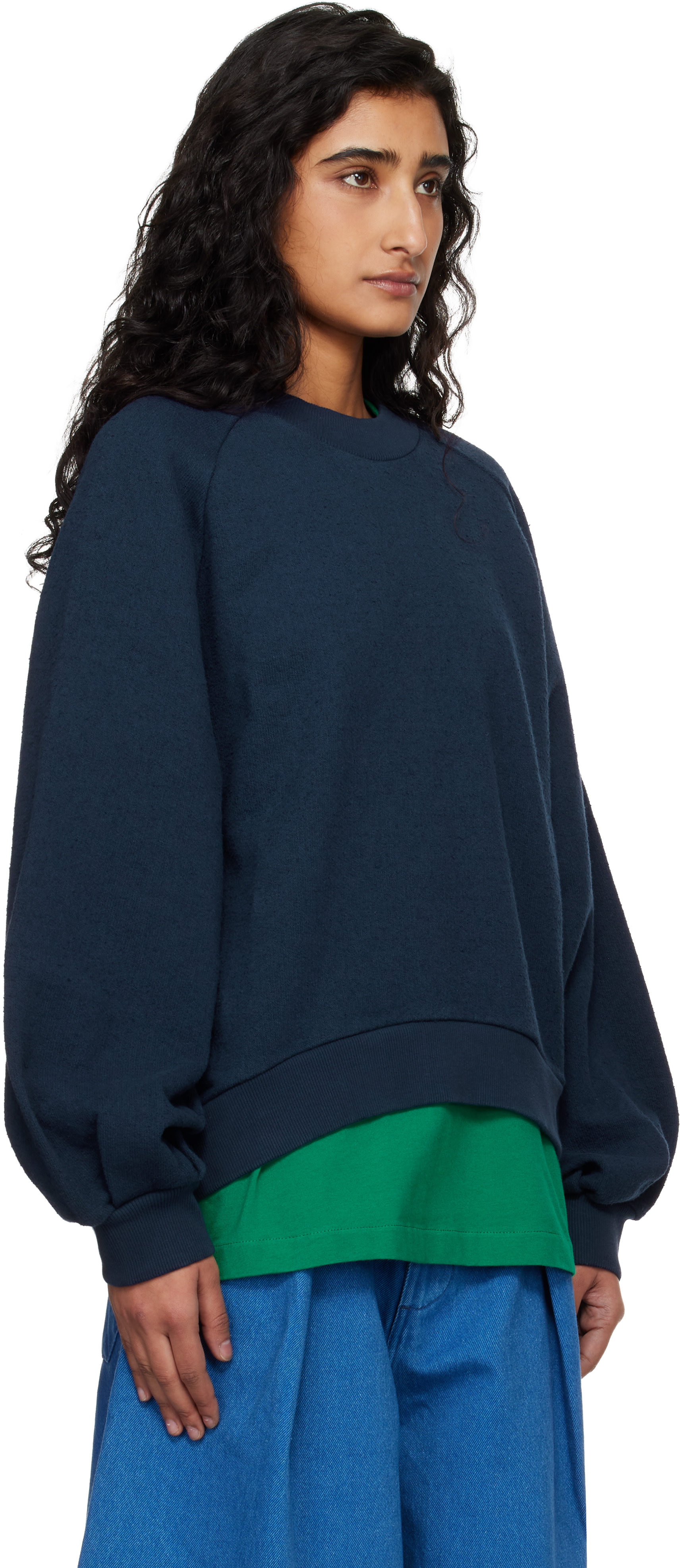 YMC - Pull molletonné Bellow bleu marine