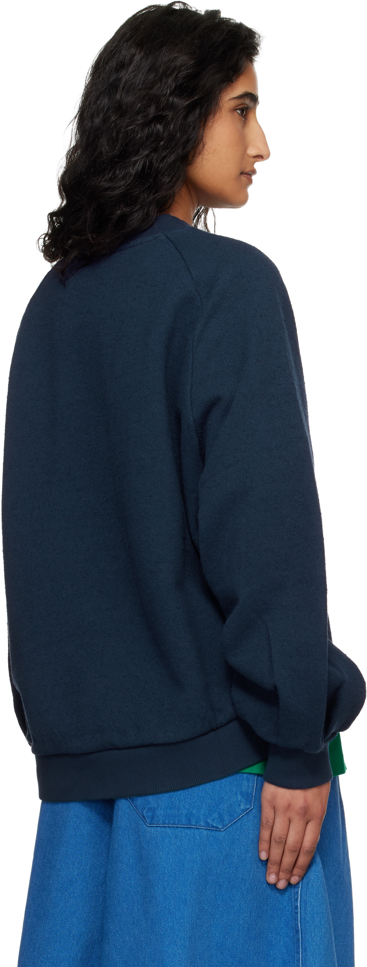 YMC - Pull molletonné Bellow bleu marine