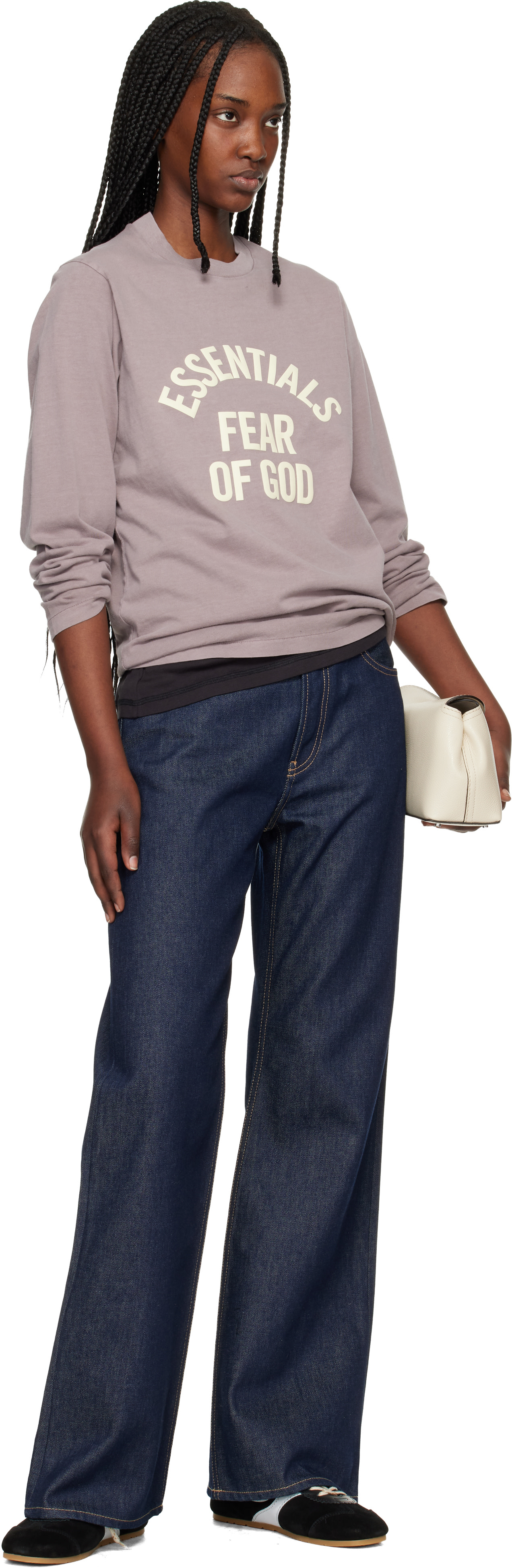 Fear of God ESSENTIALS: Purple Campus Classic Long Sleeve T-shirt 