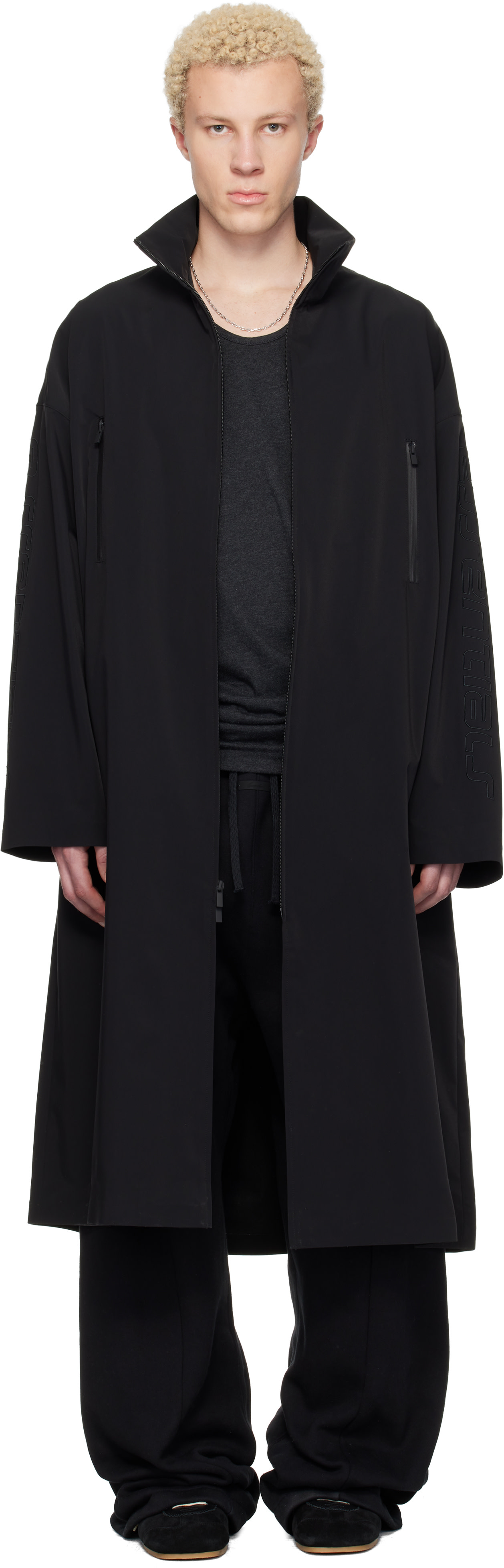 Fear of God ESSENTIALS - Trench long noir à logo Active Trace
