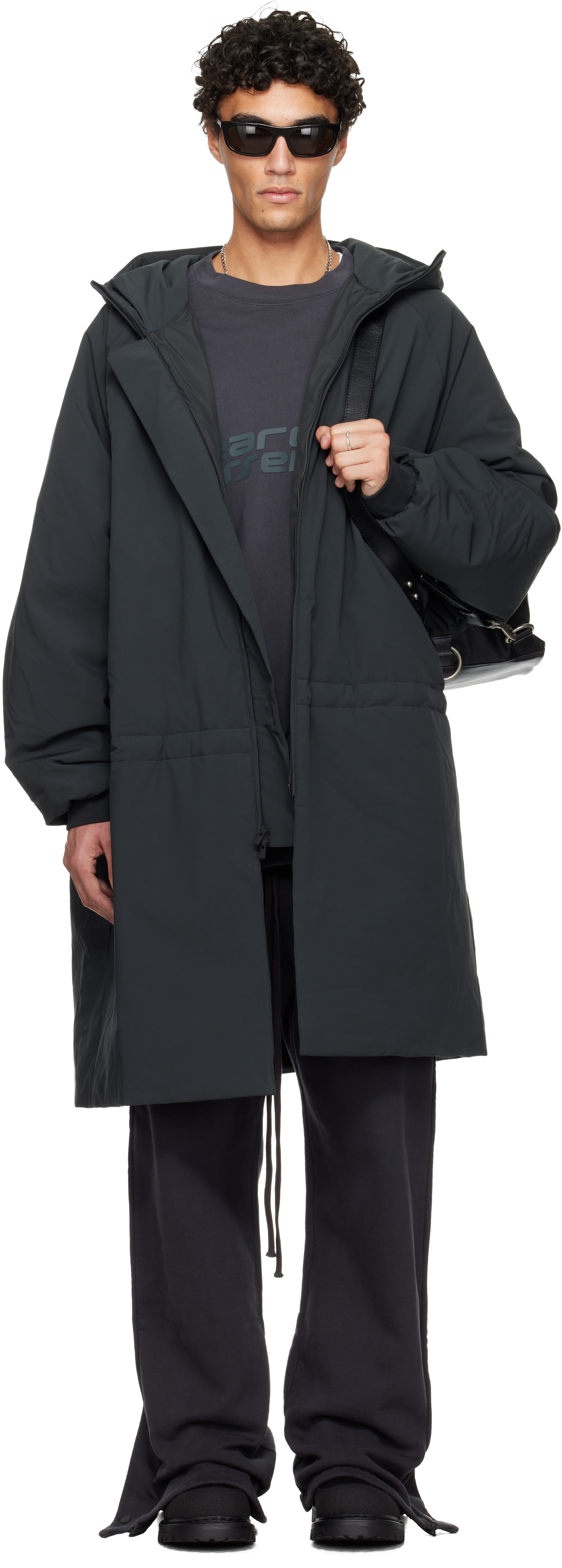 Fear of God ESSENTIALS - Parka gris en nylon technique à capuche - Holiday