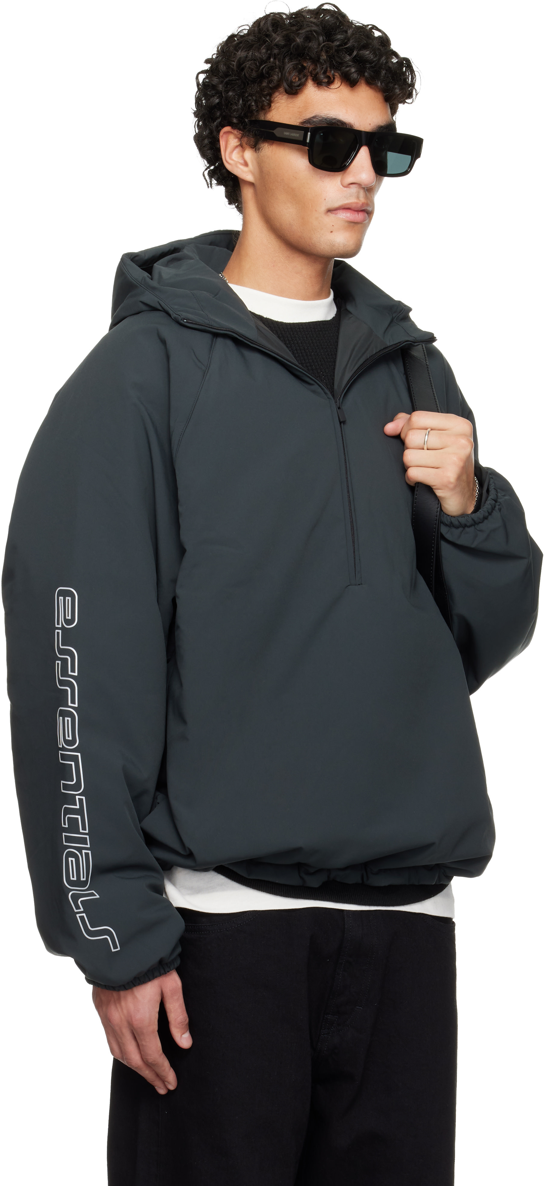 fear of god   サテンジャンバー FEAR OF GOD ESSENTIALS HALF ZIP TRACK JACKET ANORAK Size Large | eBay