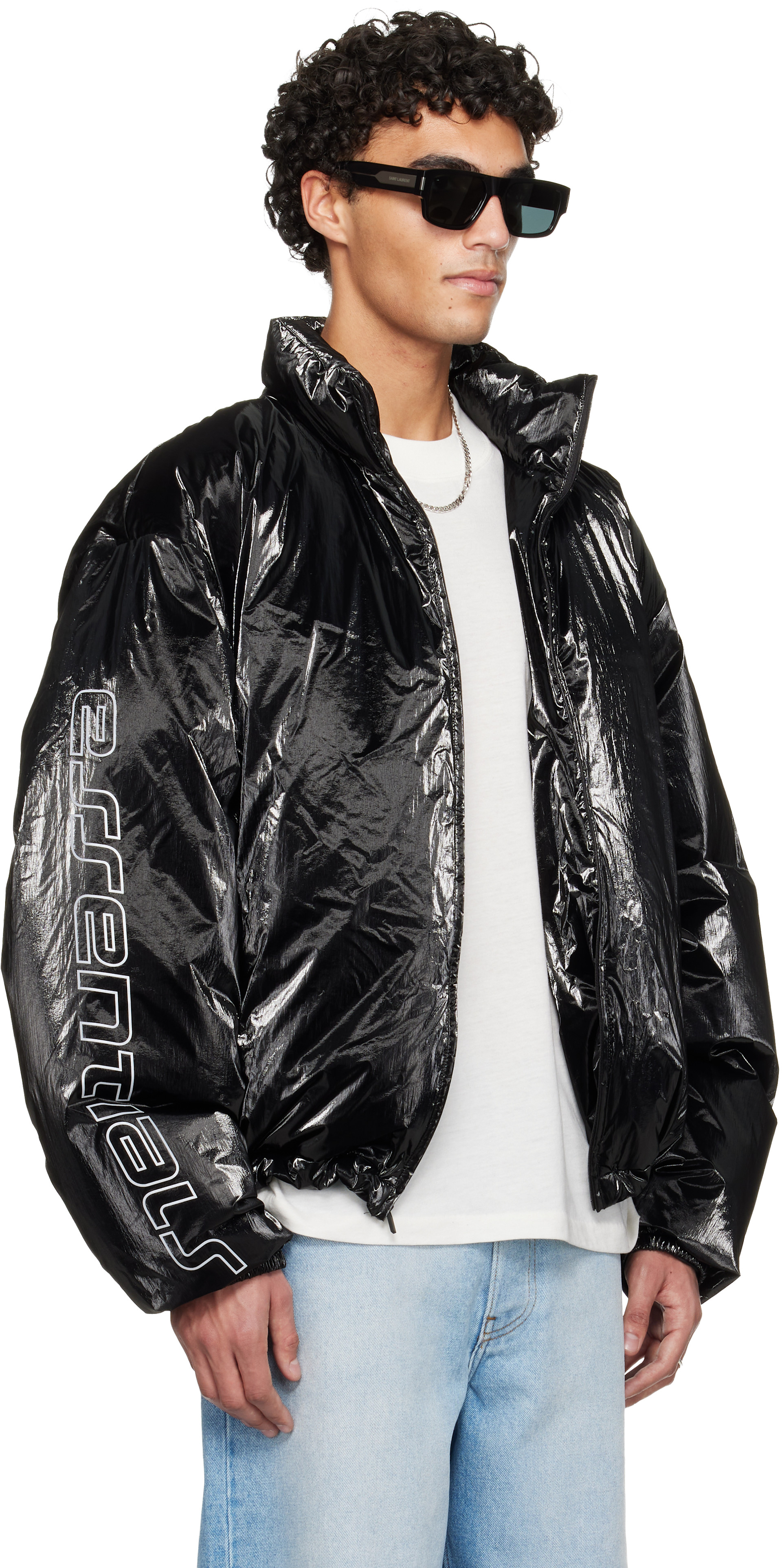 Fear of God ESSENTIALS: Black Holiday Puffer Down Jacket | SSENSE