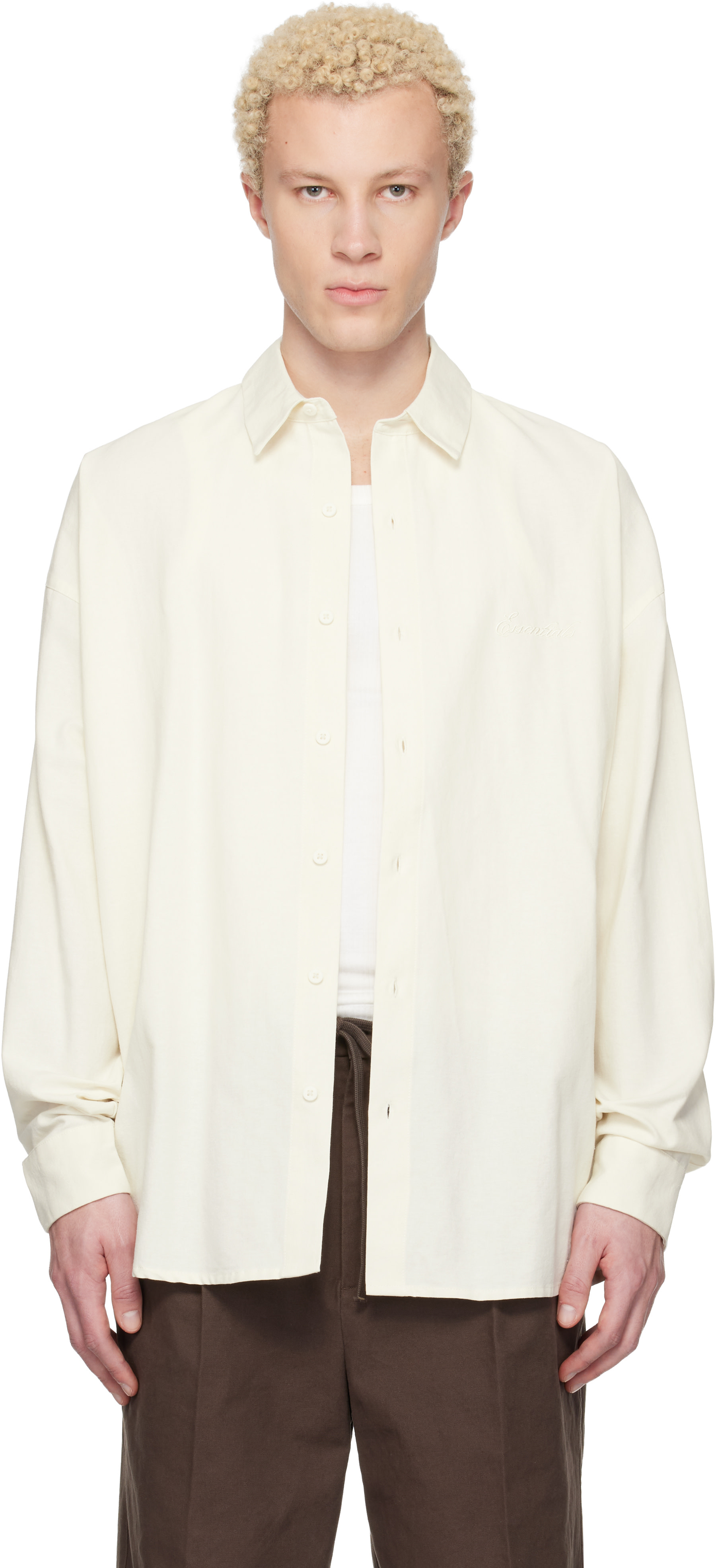Fear of God ESSENTIALS - 오프 화이트 시그니처 버튼업 셔츠