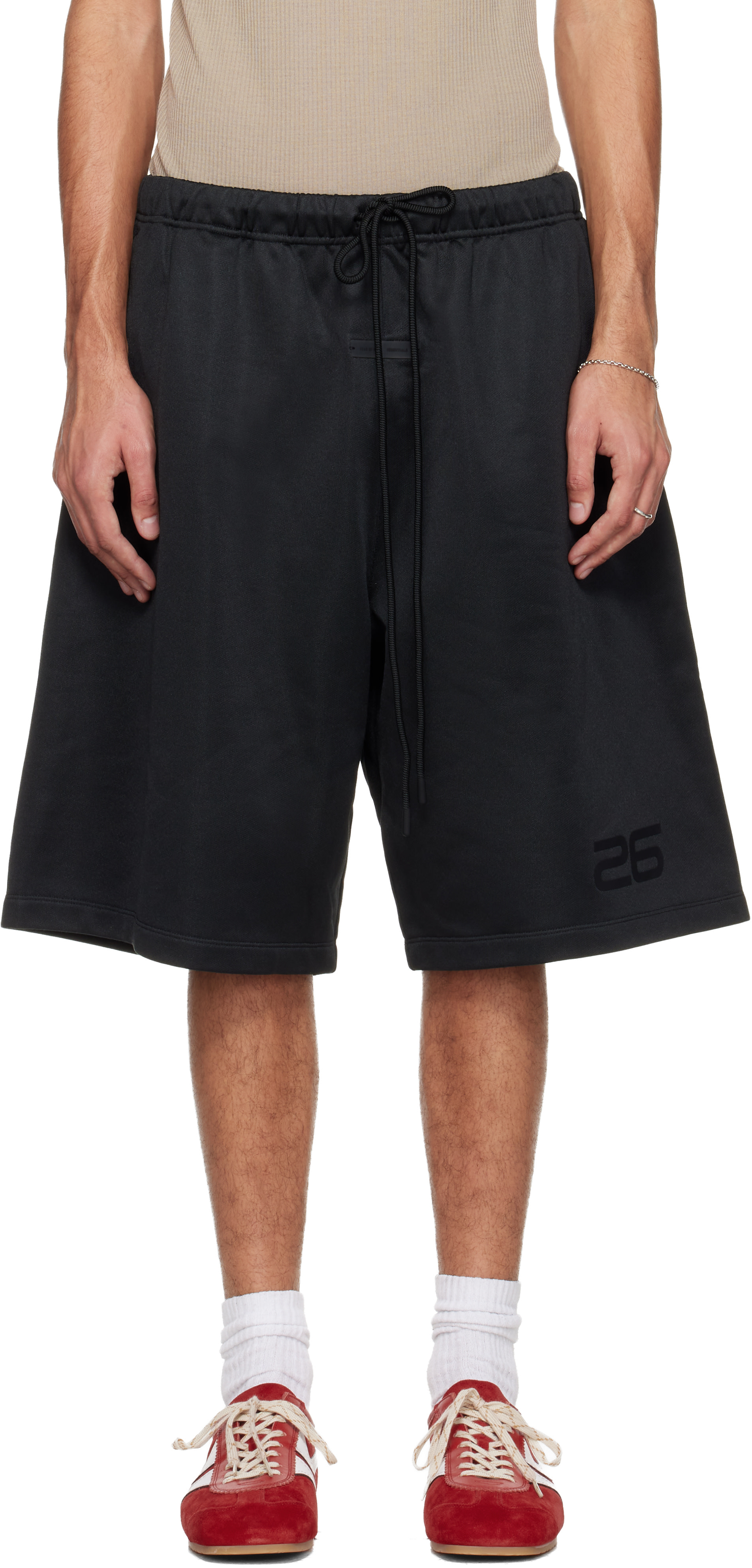 Fear of God ESSENTIALS - Short décontracté noir en molleton satiné - Holiday