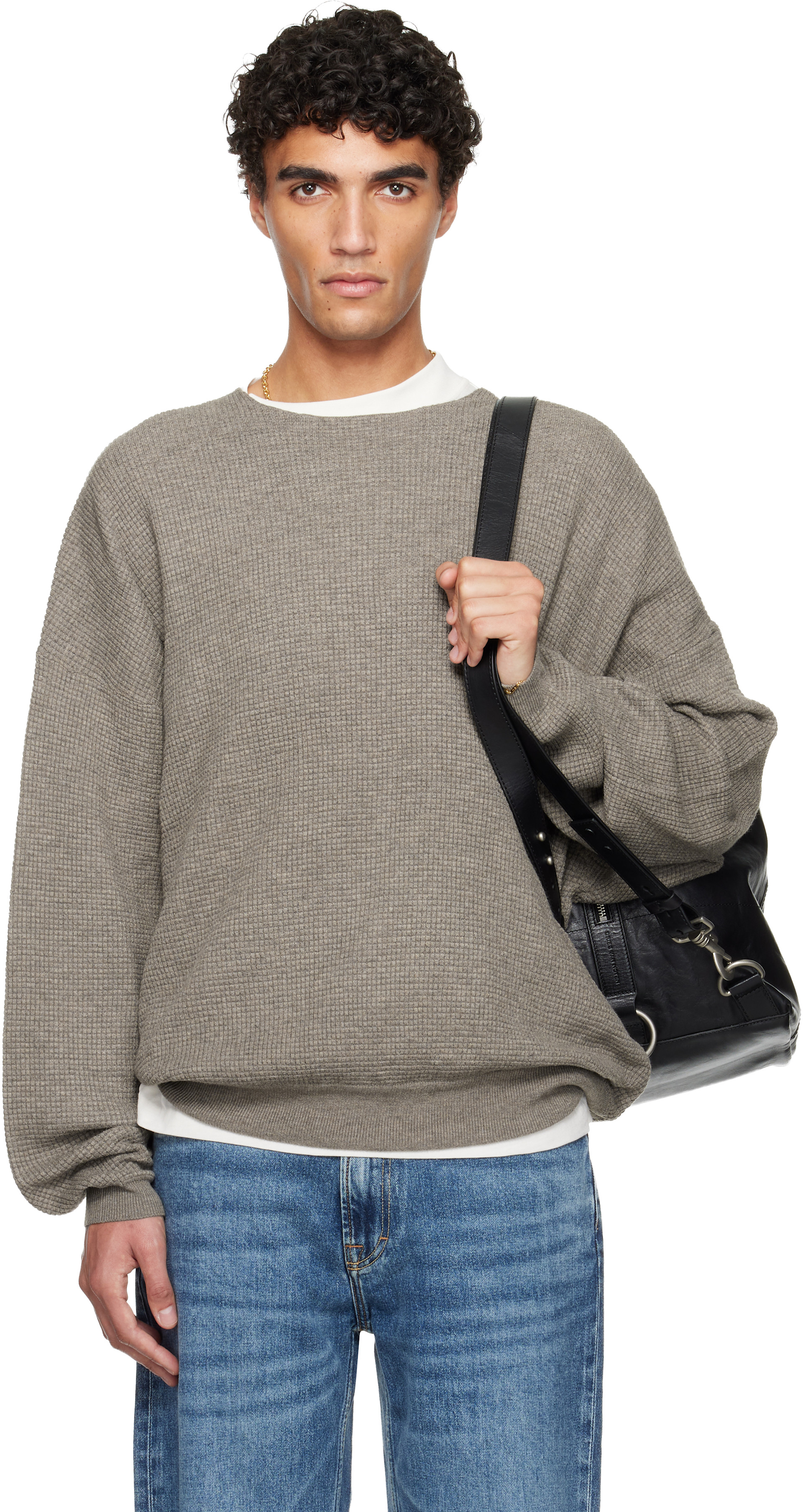 fear of god essentials セーター Fear of God ESSENTIALS: ブラウン Holiday Waffle Crewneck 90s