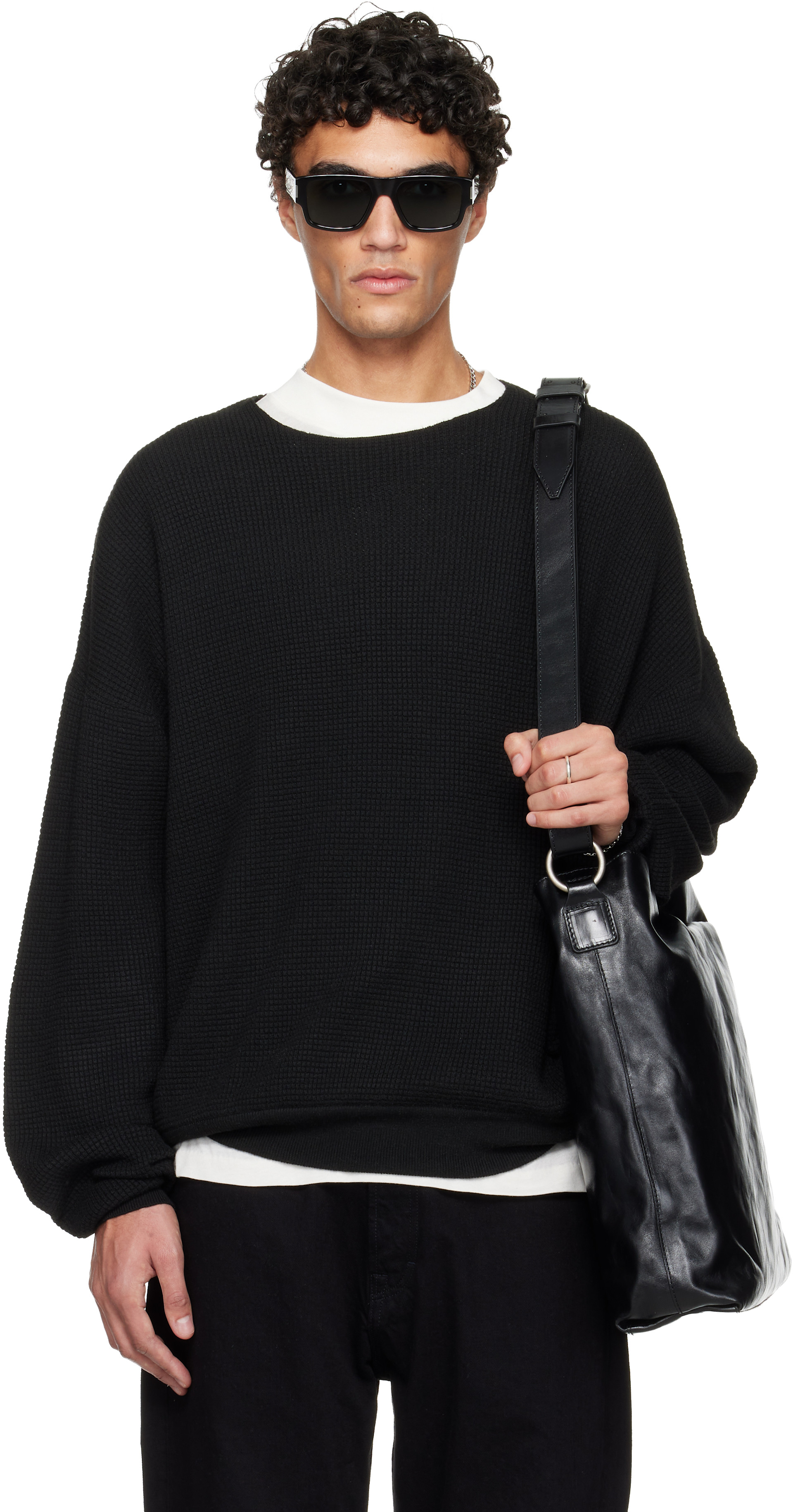 Fear of God ESSENTIALS: ブラック Holiday Waffle Crewneck 90s