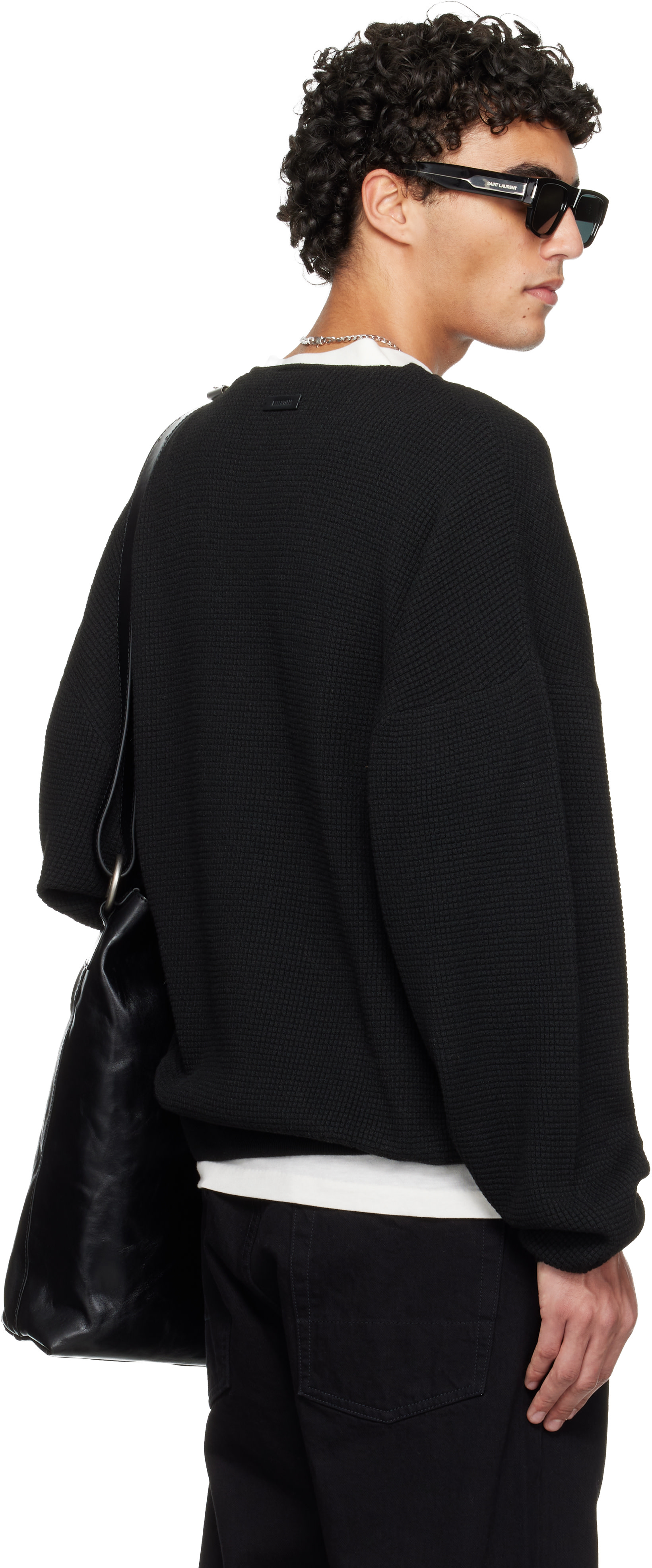 Fear of God ESSENTIALS: Black Holiday Waffle Crewneck 90s Sweater