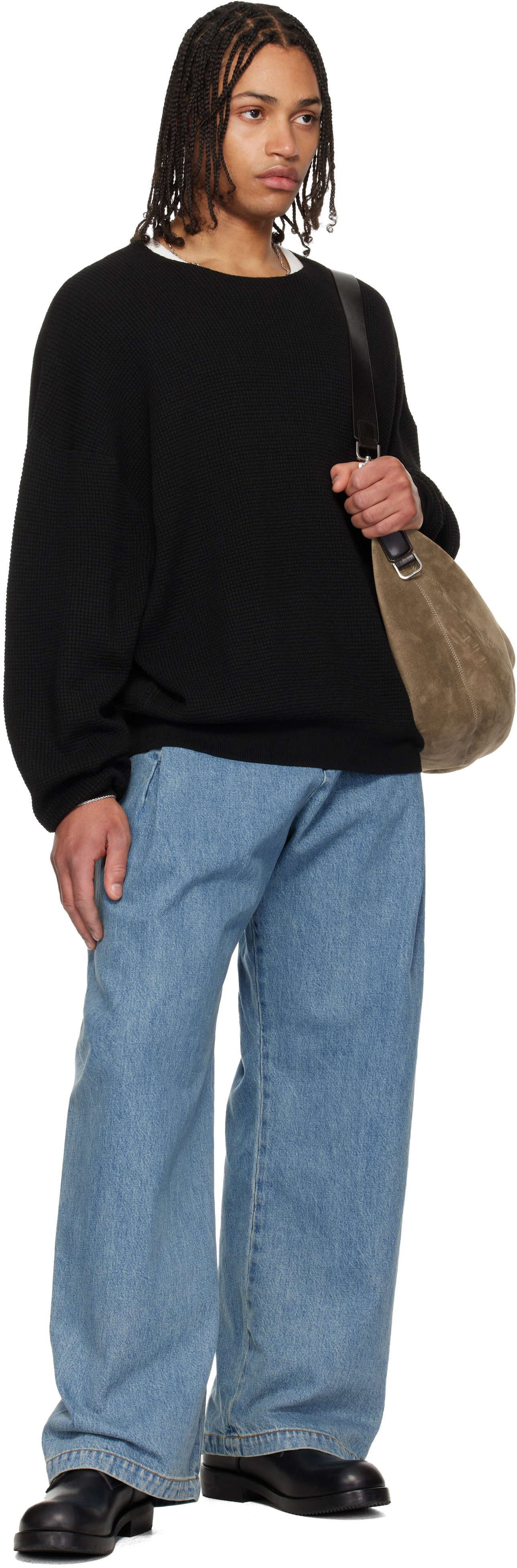 Fear of God ESSENTIALS: ブラック Signature Waffle 90s クルーネック